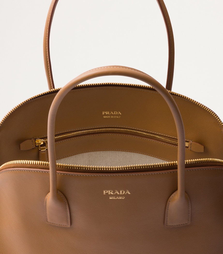 Prada Large Leather Tote Bag Image 8