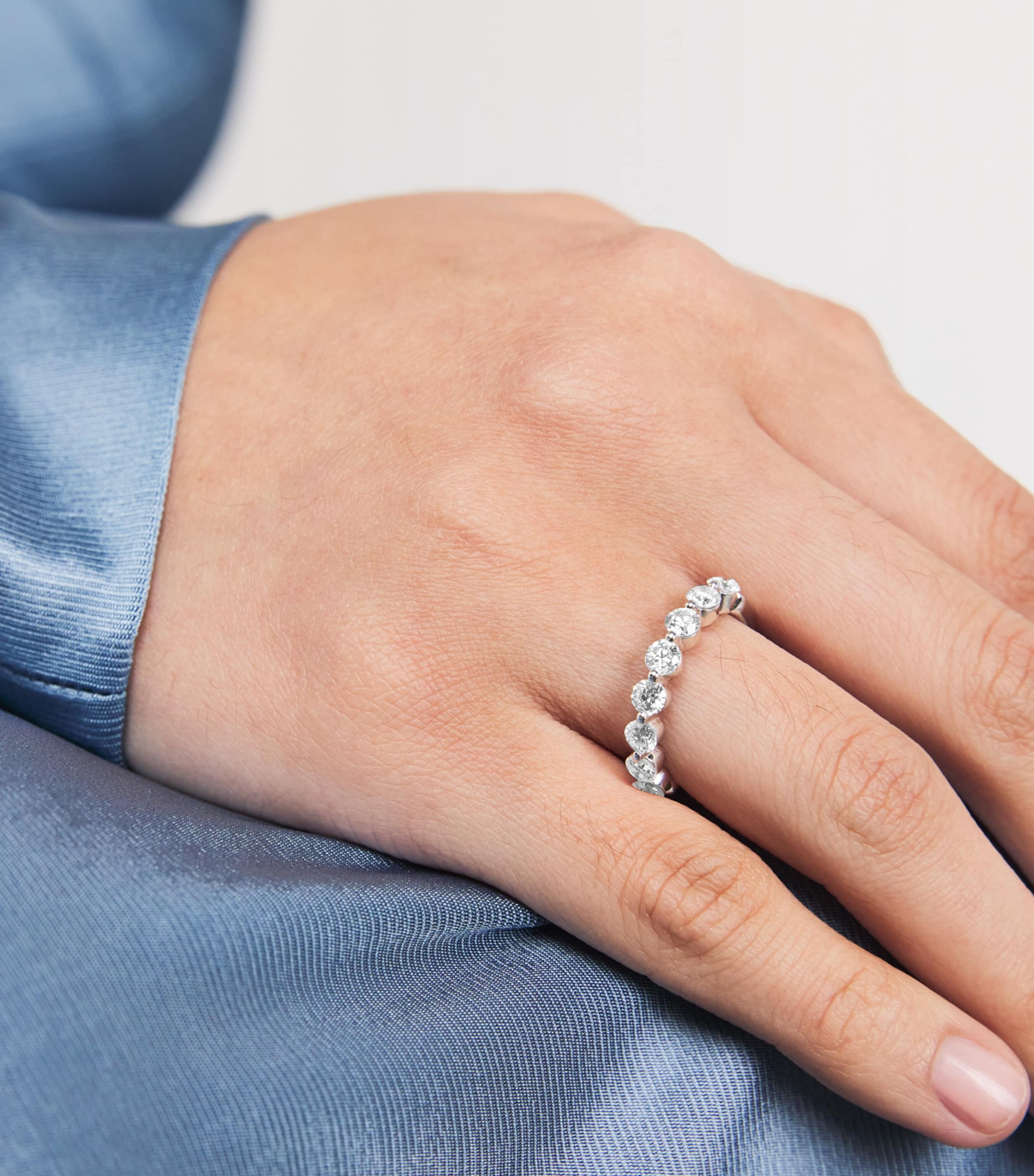 White Gold and Diamond Floating Ring WHITE GOLD Image 2