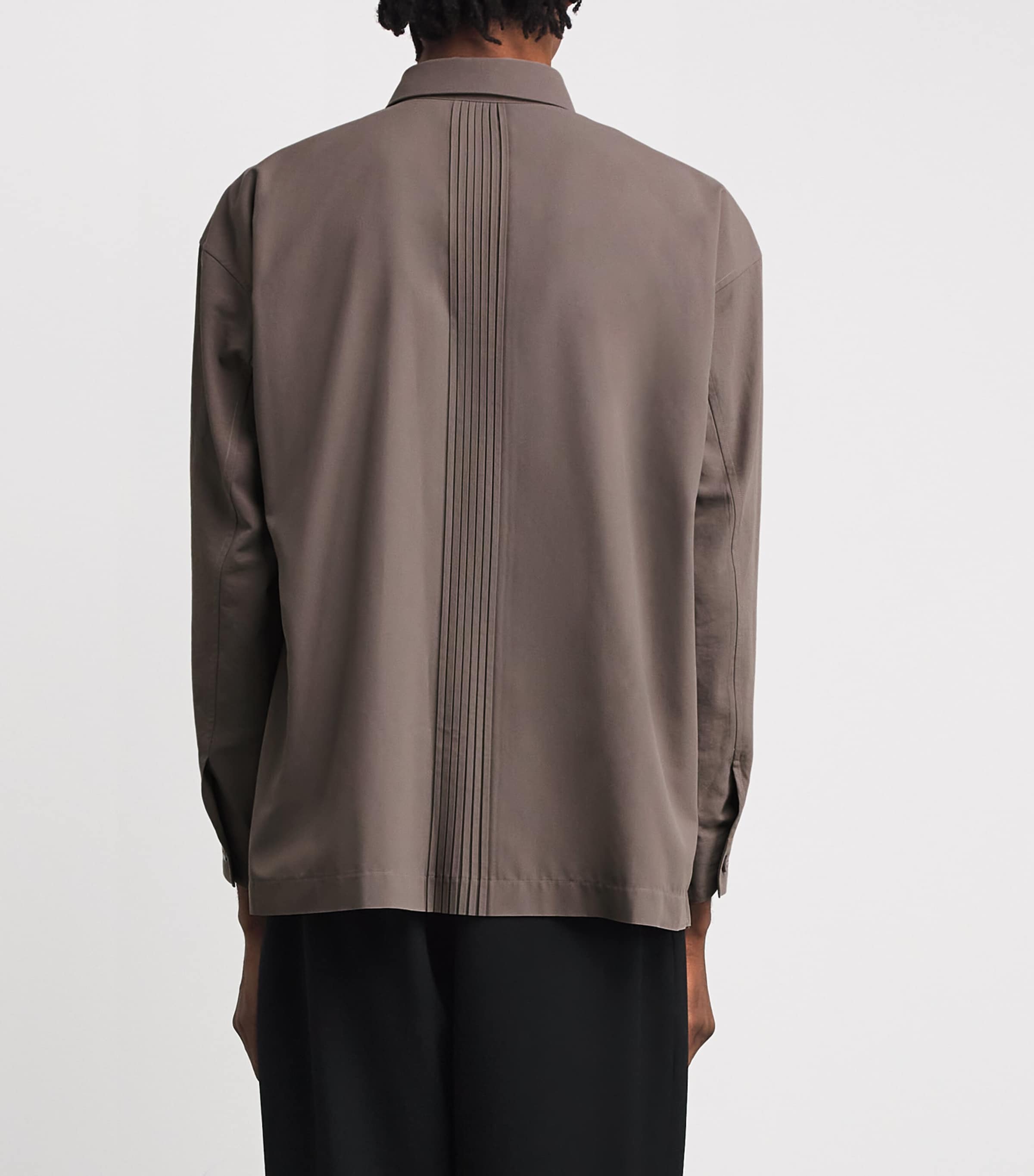 IM MEN Mens Pleated Shirt Mocha Image 4