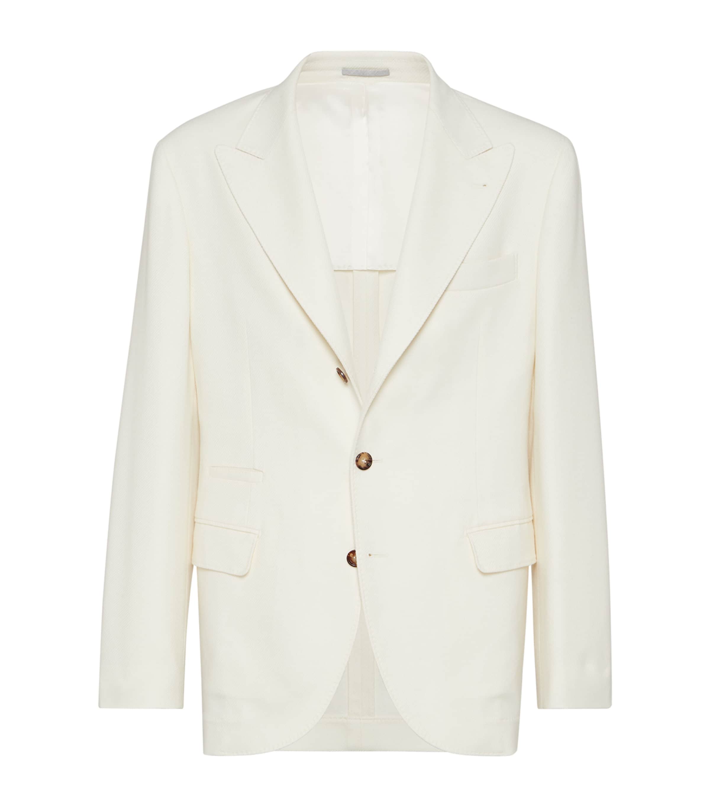 Brunello Cucinelli Wool-cashmere-silk Deconstructed Blazer In Neutral
