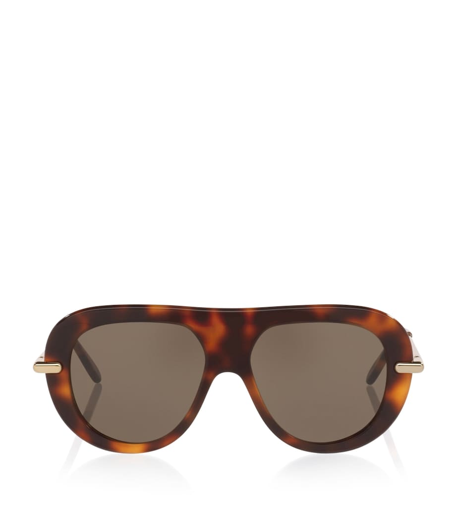 LOEWE Tortoiseshell Slim Pilot Sunglasses Brown Image 1