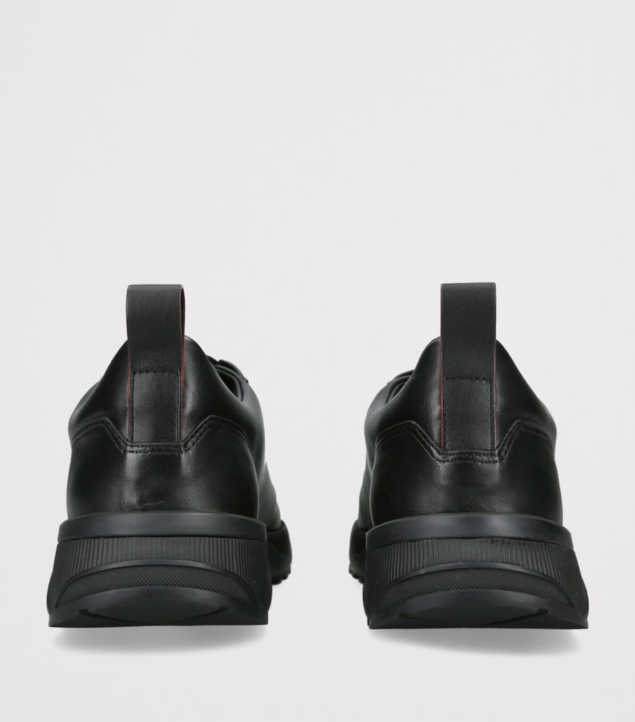 Santoni Leather Innova Sneakers Black Image 2