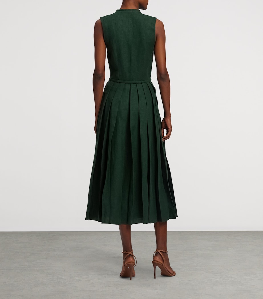 Linen Sleeveless Midi Dress DARK RACING GREEN Image 7