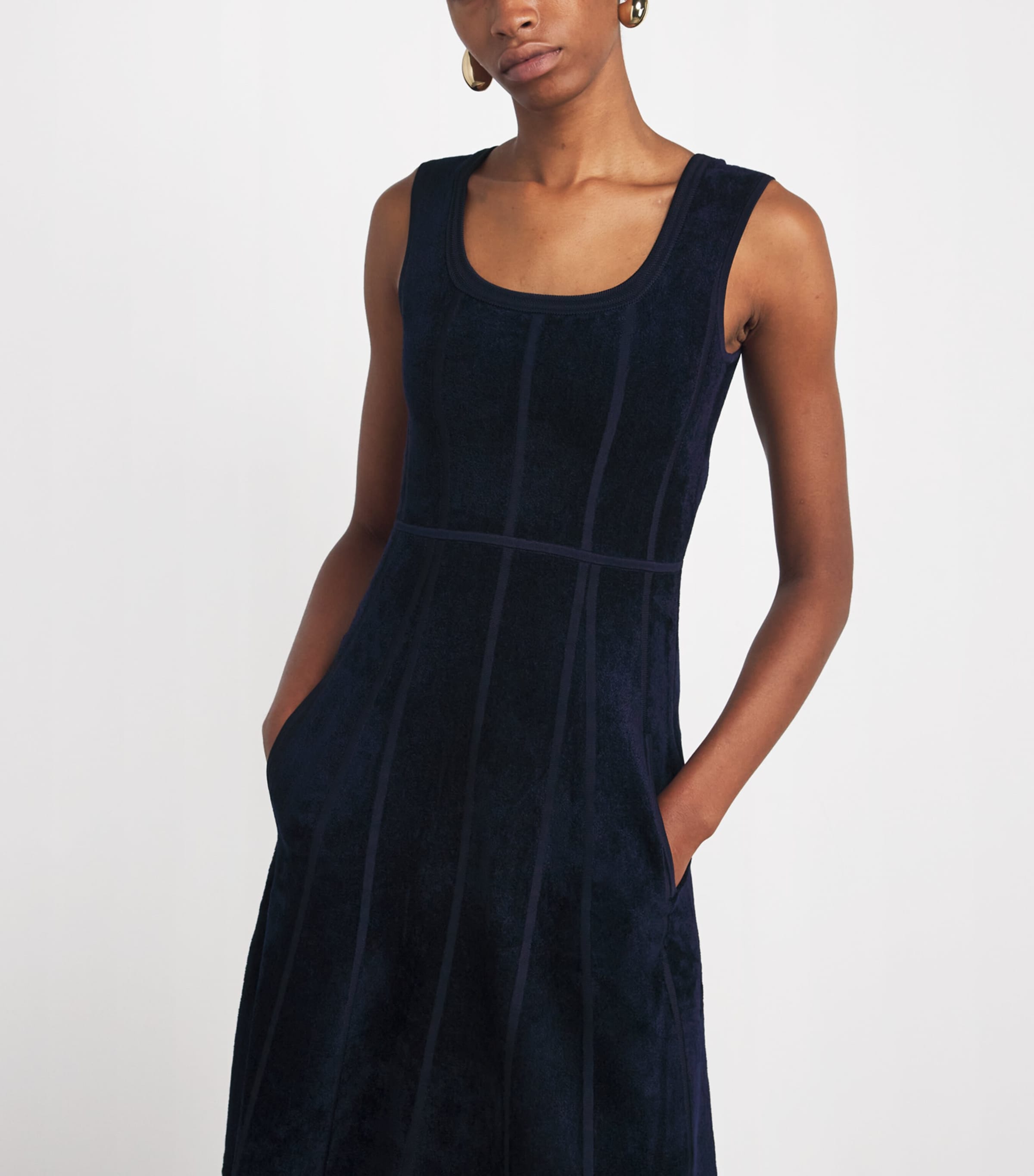 Terry Structured Midi Dress NAVY Image 4