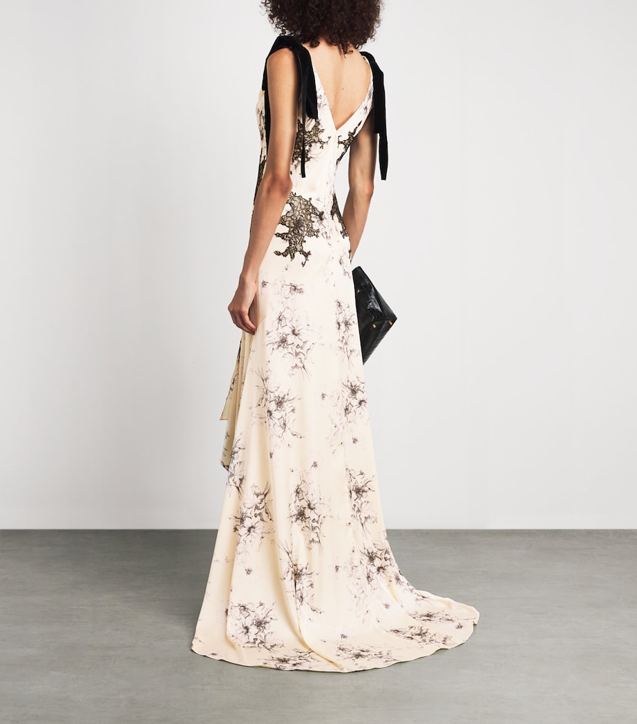 Cinq A Sept Womens Hand-Sketched Antonella Gown Gardenia/black Image 4