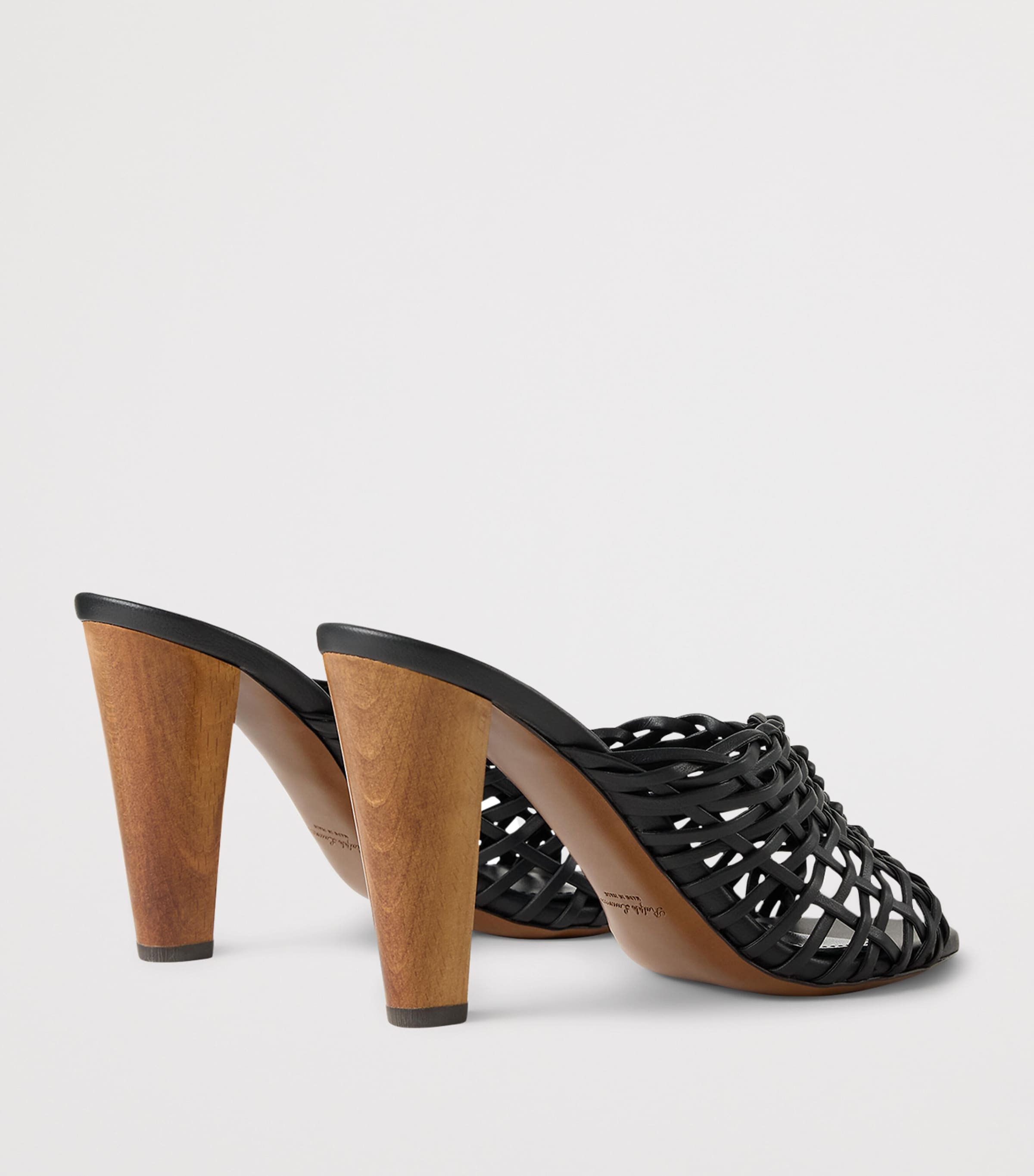 Ralph Lauren Collection Lamb Leather Heeled Mules Black Image 5