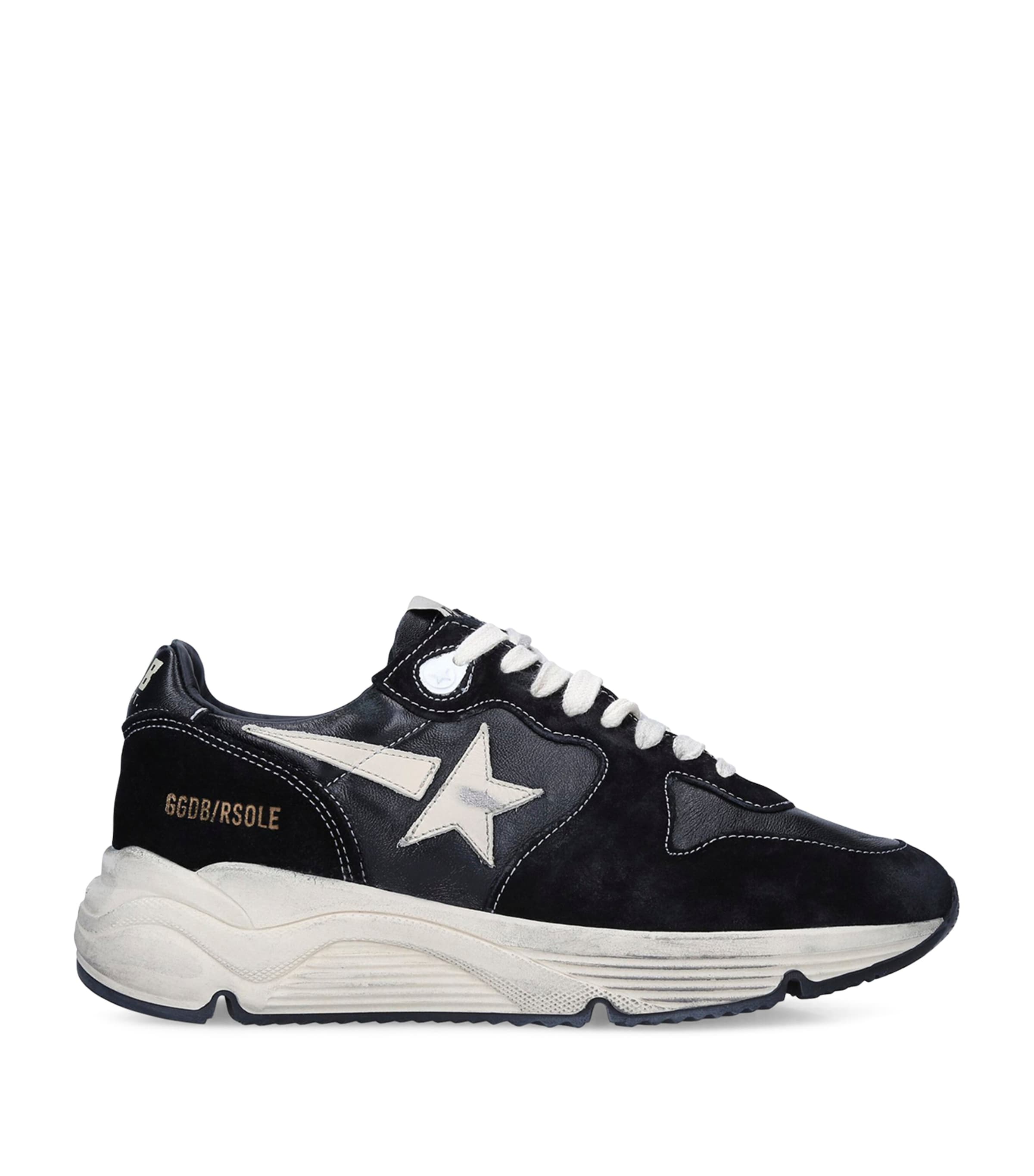 Golden Goose Leather Running Sole Sneakers Blk/white Image 3