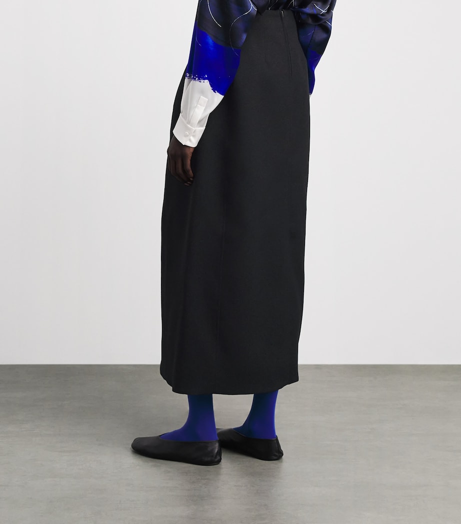 Jil Sander Womens Wool Sablé Midi Skirt Black Image 5