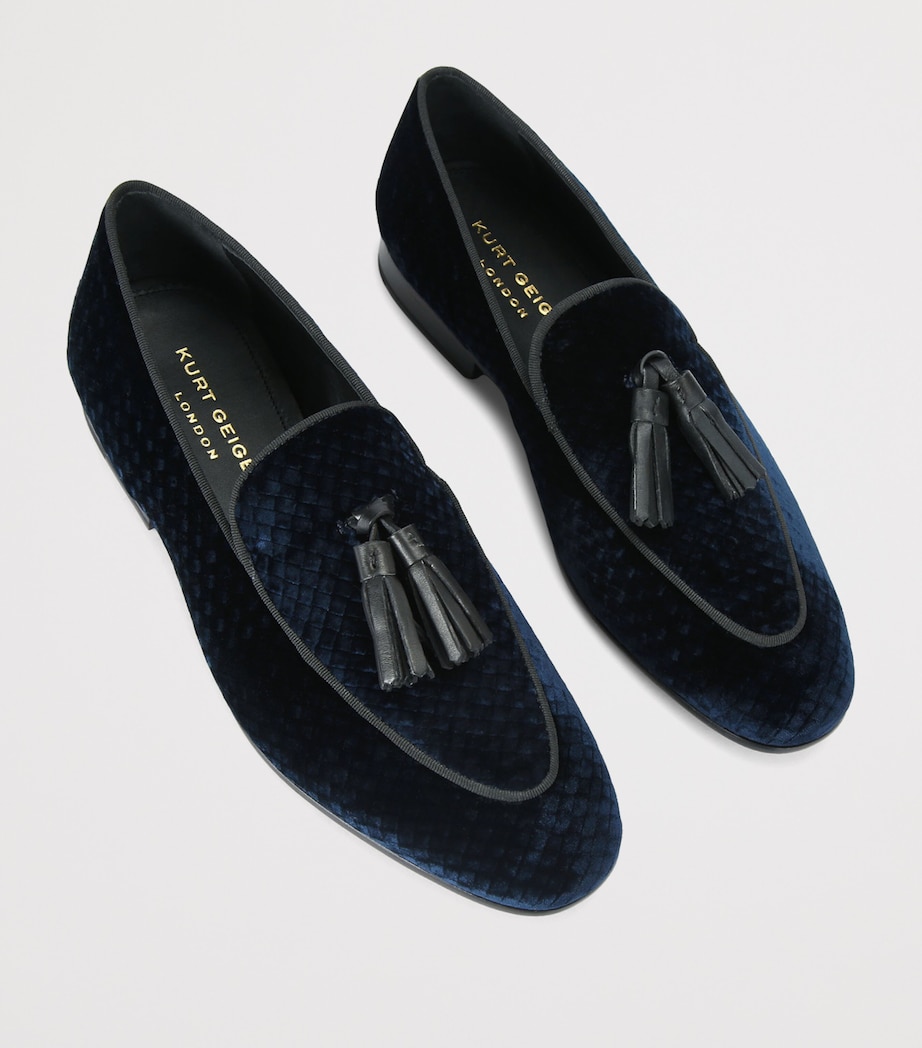 Velvet Snake-Embossed Bedford Tassel Loafers NAVY Image 4
