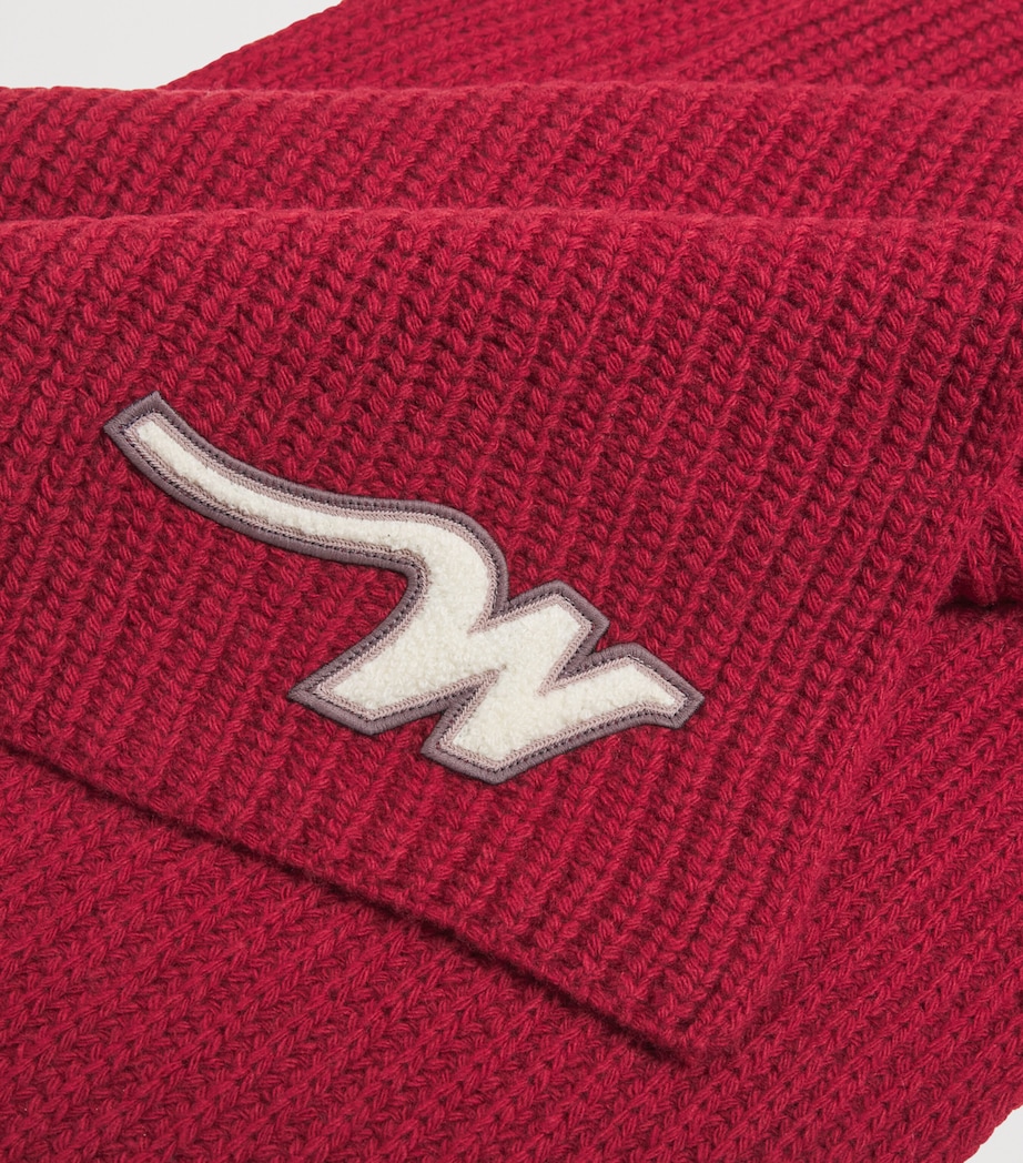Virgin Wool Knitted Scarf BERRY RED Image 3