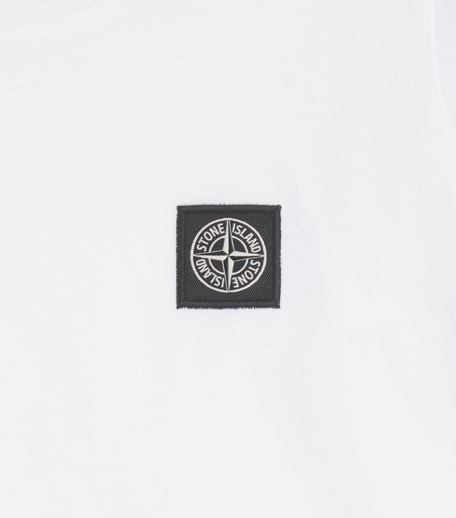 Stone Island Junior Cotton Logo Long-Sleeve T-Shirt (2-14 Years) White Image 2