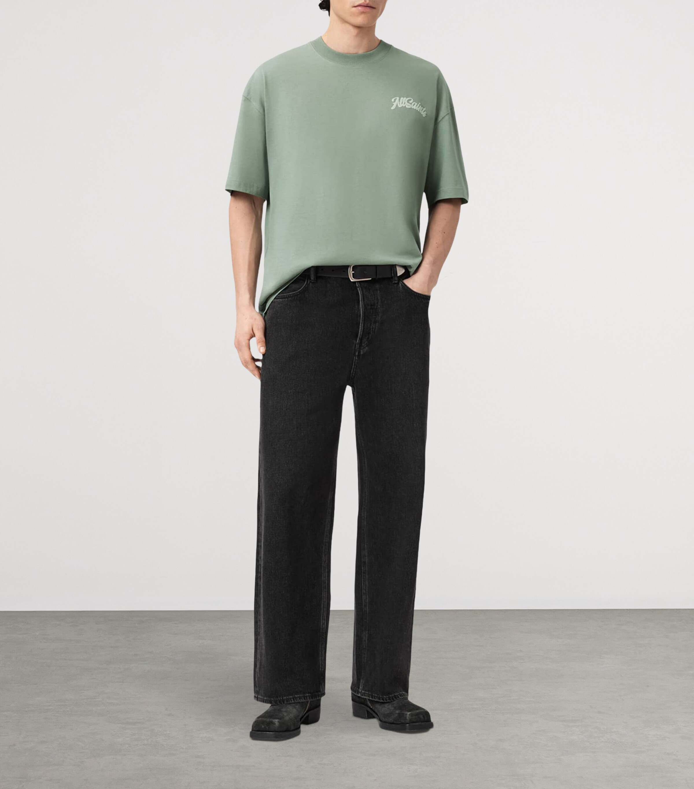 AllSaints Mens Organic Cotton Odyssey T-Shirt Spring Green Image 6