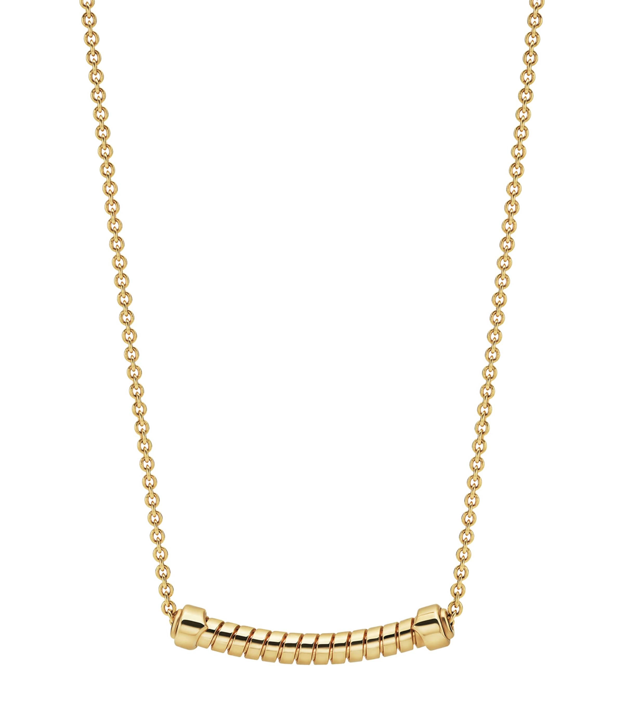 Bvlgari Yellow Gold Tubogas Chain Necklace In Grey
