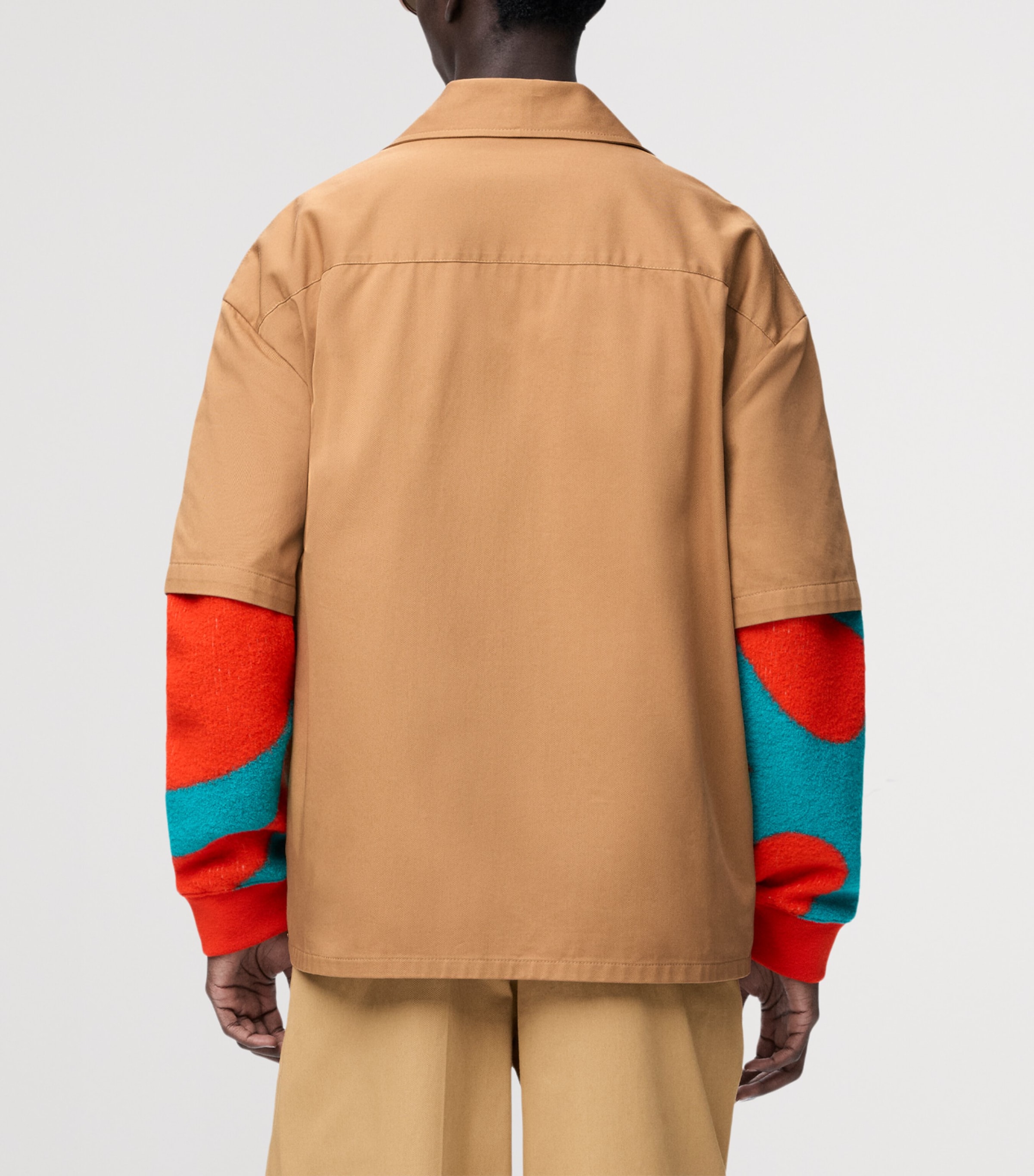 LOEWE Mens Cotton-Blend Zip-Up Shirt Almond Image 4