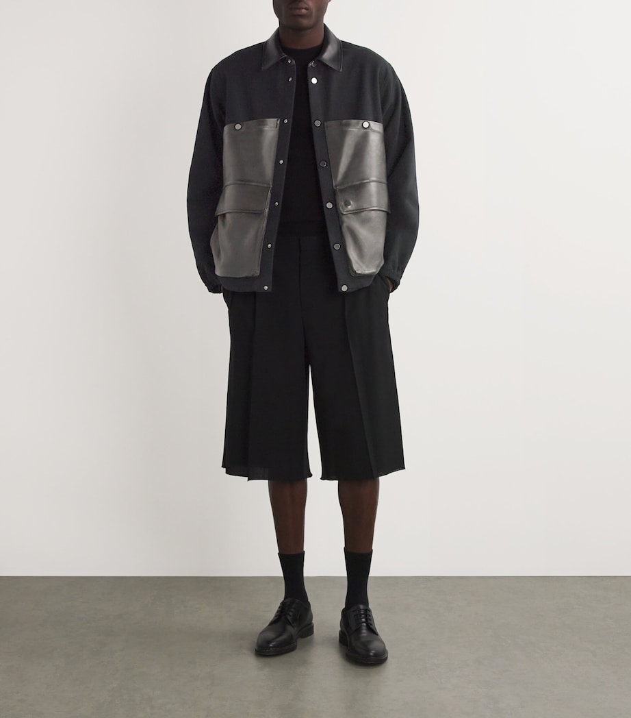 Helmut Lang Mens Leather-Trim Hunting Jacket Black Image 2