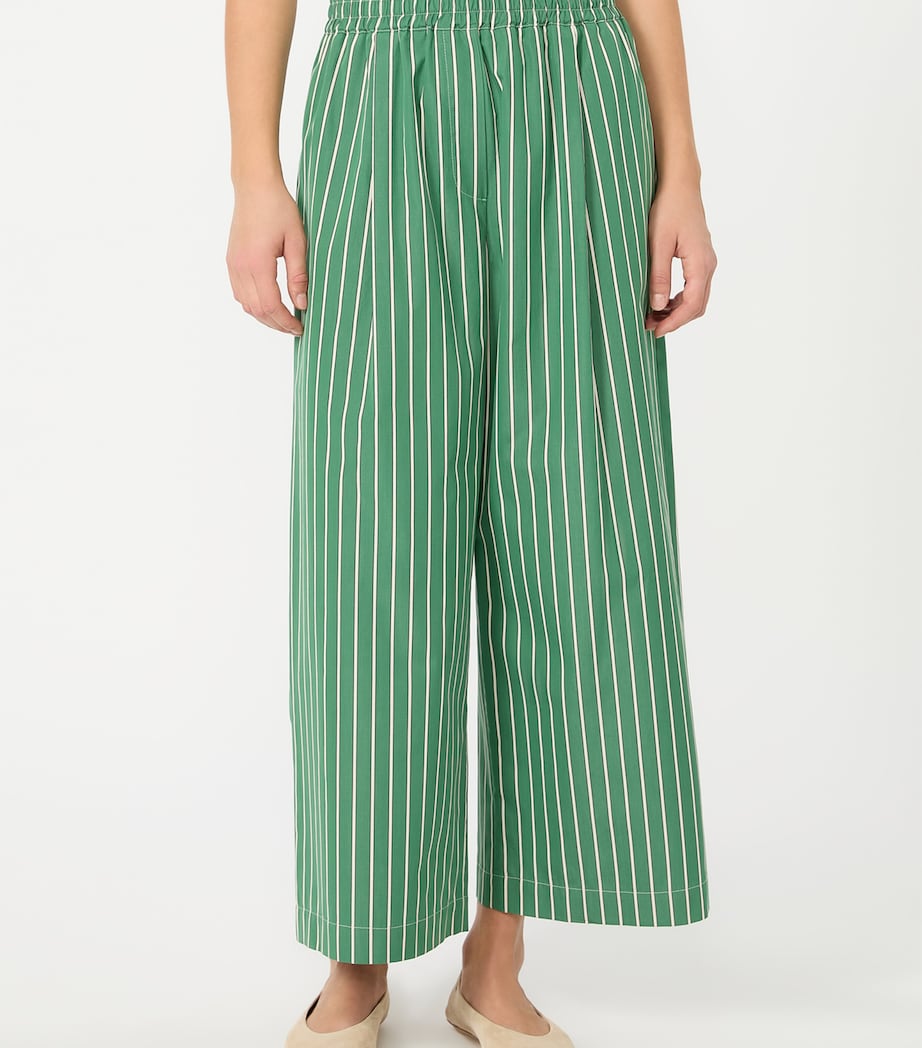Weekend Max Mara Womens Cotton Striped Wide-Leg Trousers Green Image 3