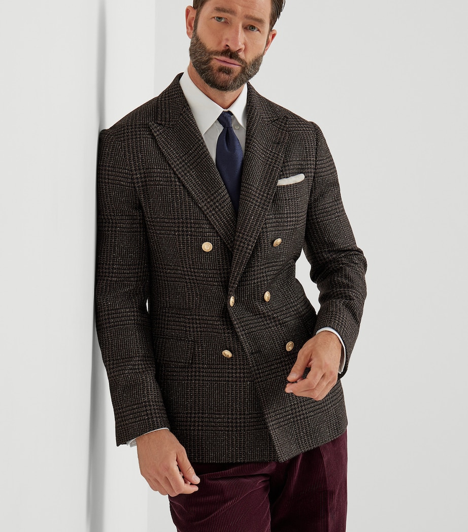 Wool-Alpaca-Silk Prince-of-Wales Blazer C040 Image 4