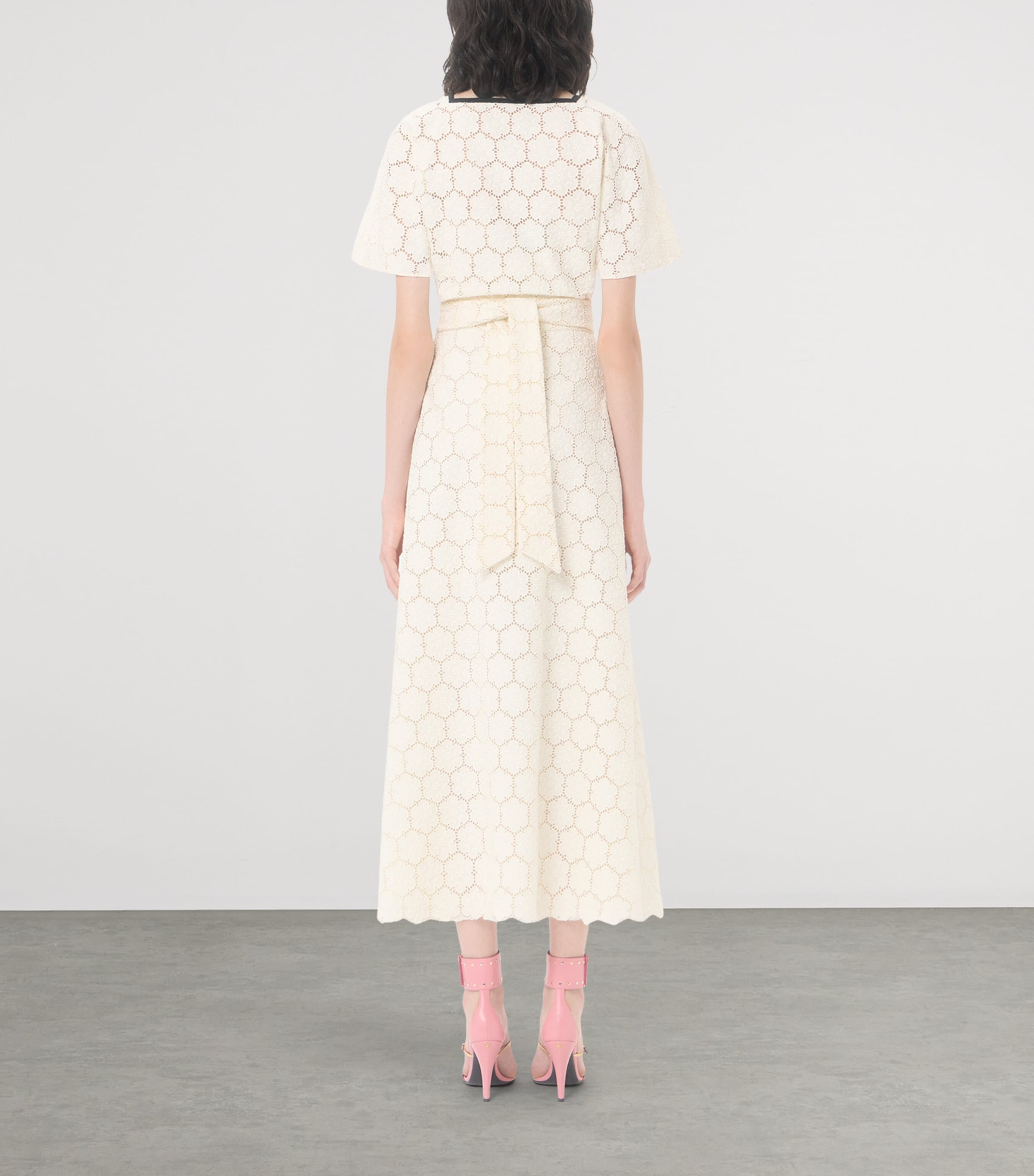 Valentino Womens Cotton Fleurs à Jours Midi Dress Cbj Image 5