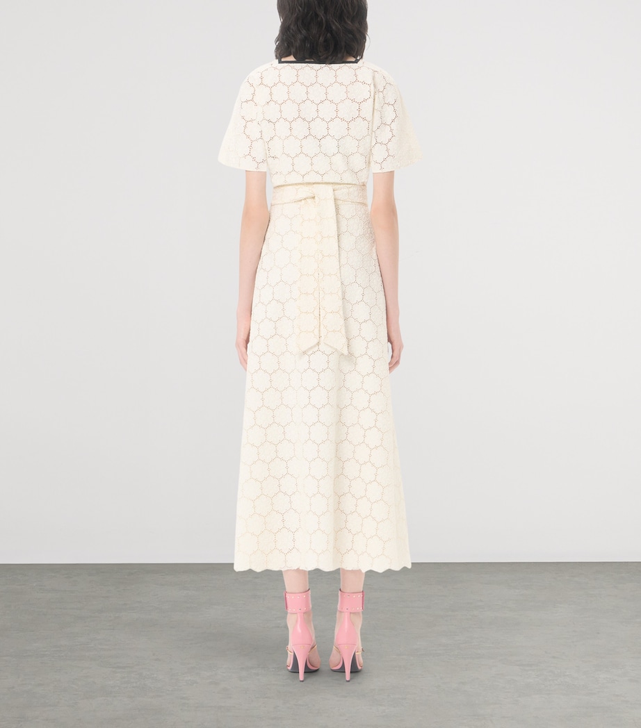 Valentino Womens Cotton Fleurs à Jours Midi Dress Cbj Image 5