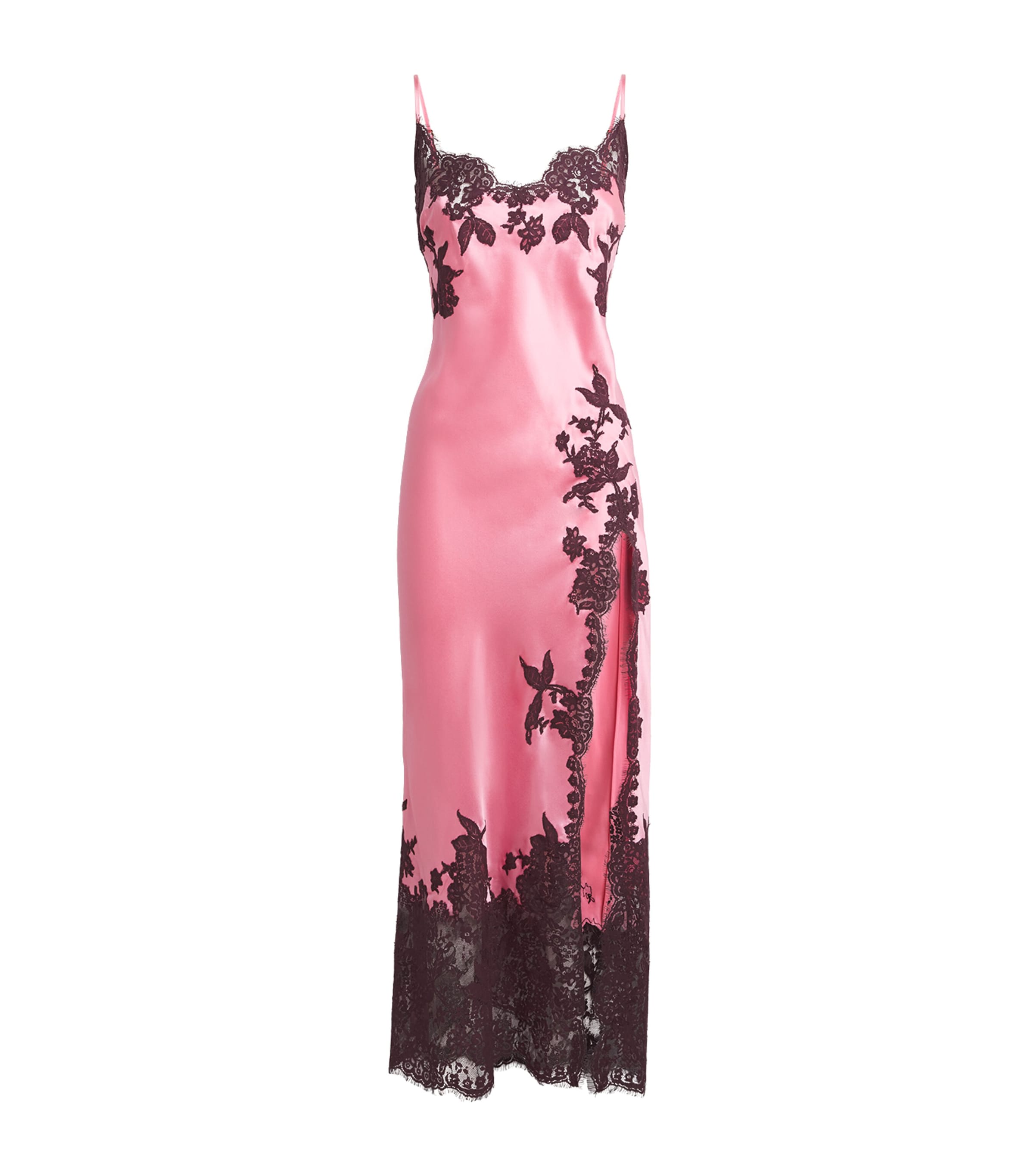 Marjolaine Womens Silk-Lace Maxi Slip Dress Blush/brun Image 1