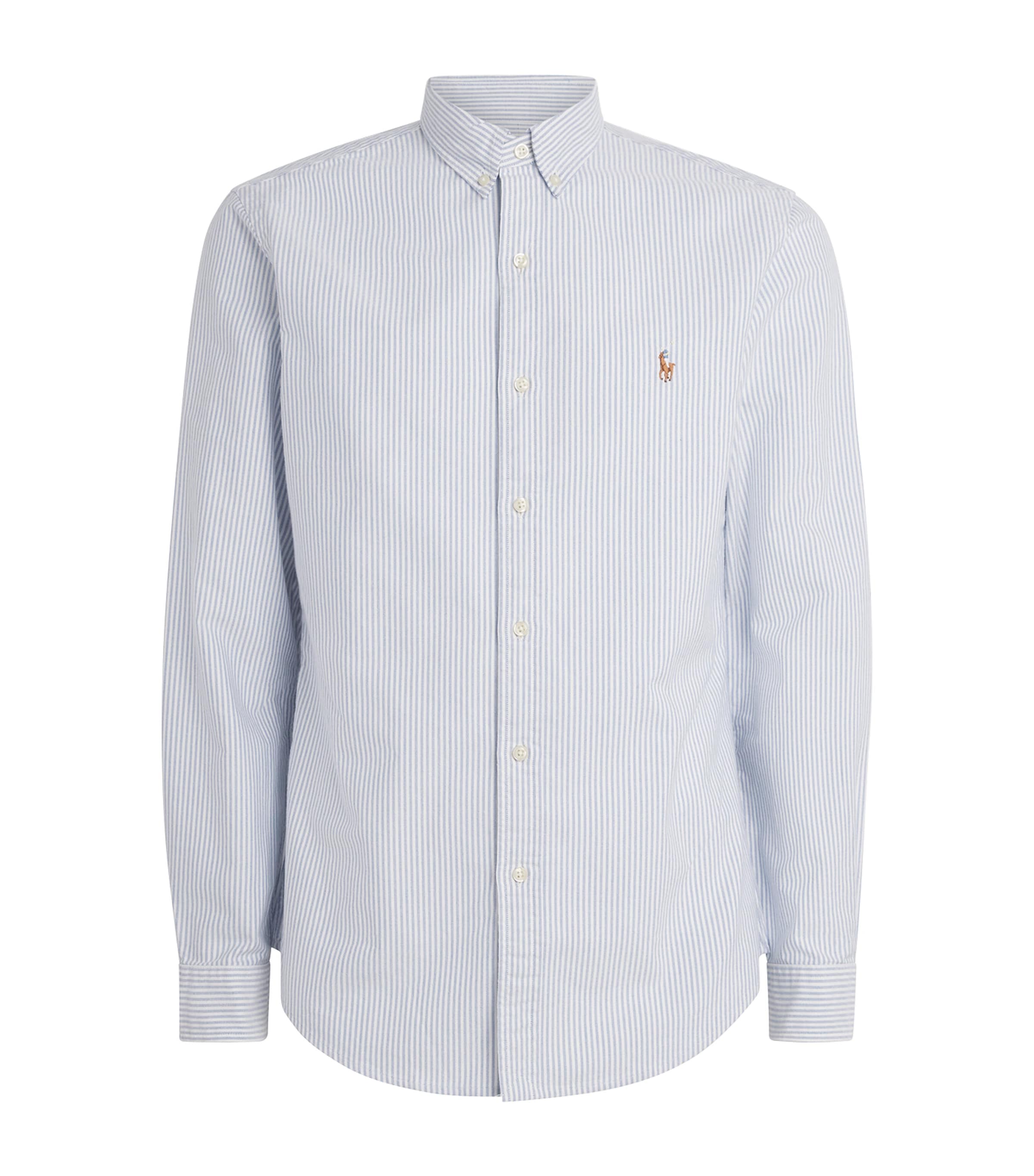 Polo Ralph Lauren Mens Cotton Stripe Oxford Shirt Blue White Stripe Image 1
