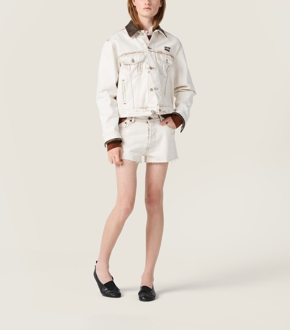 Miu Miu Womens Bleached Denim Jacket Image 2
