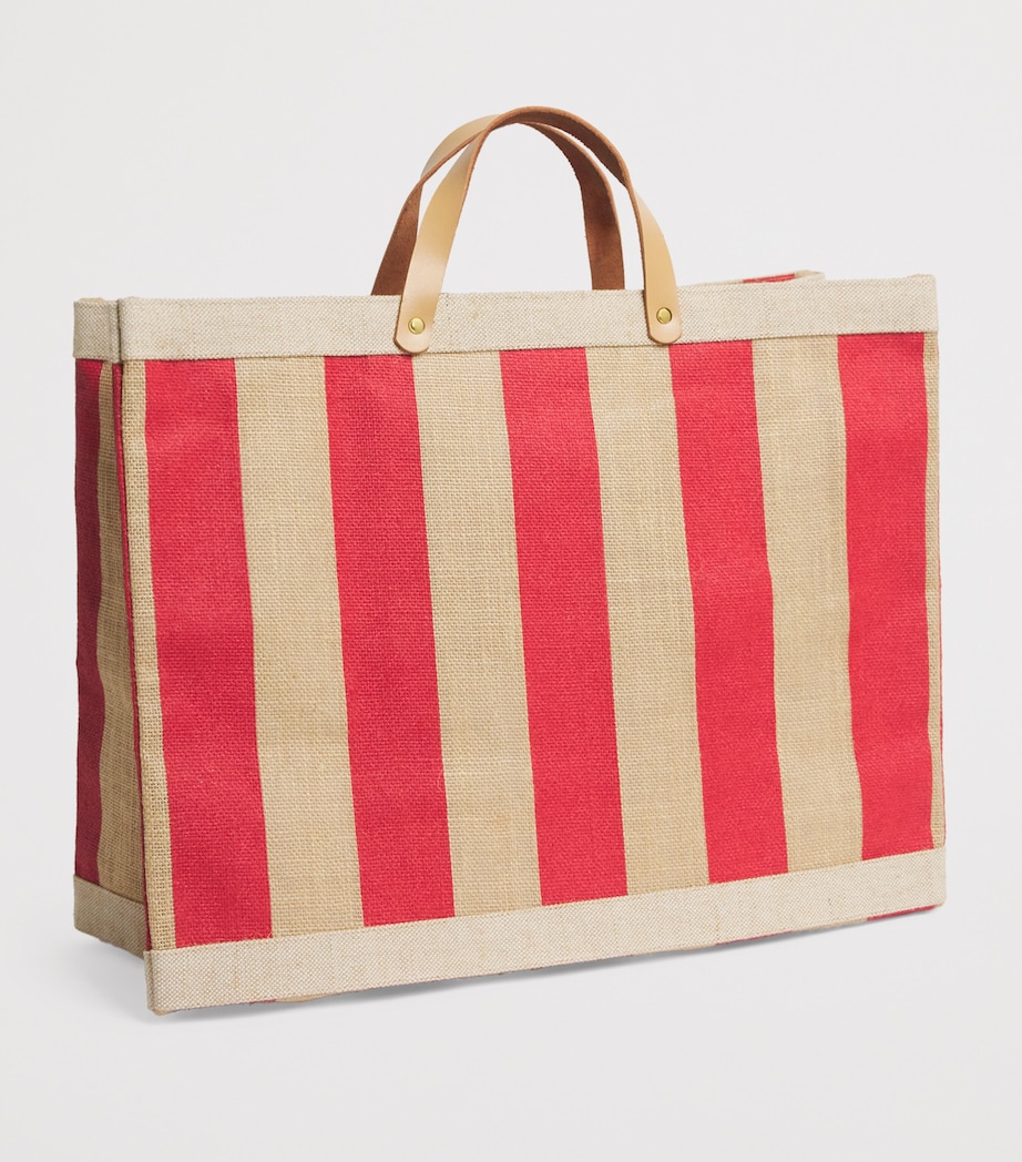 Large Canvas Stripe Knightsbridge Shopper Bag RED Image 2