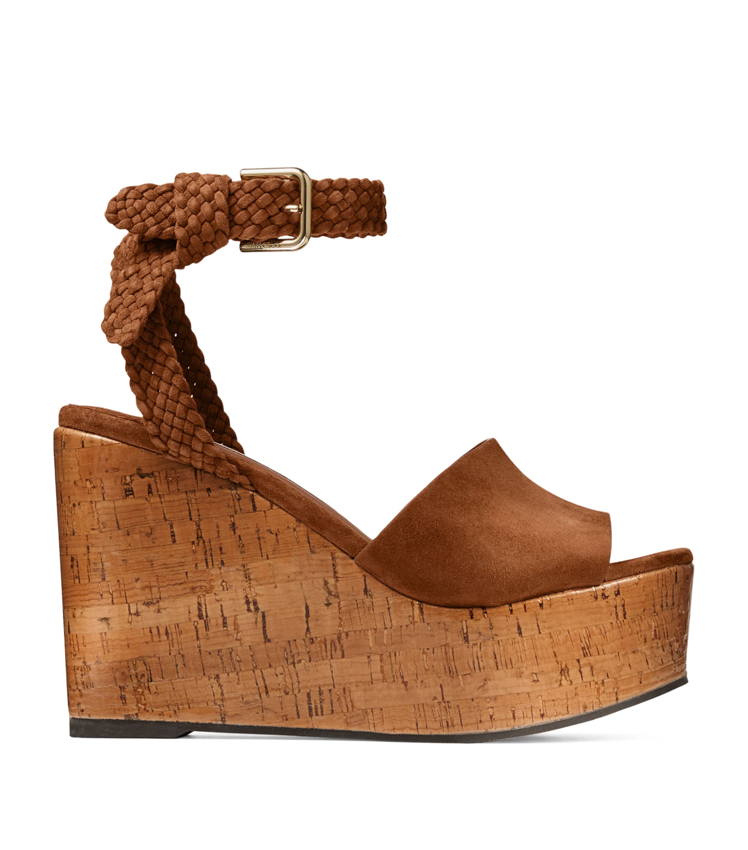 Jimmy Choo Jori 100 Suede Wedge Sandals Tan/toasty Image 1