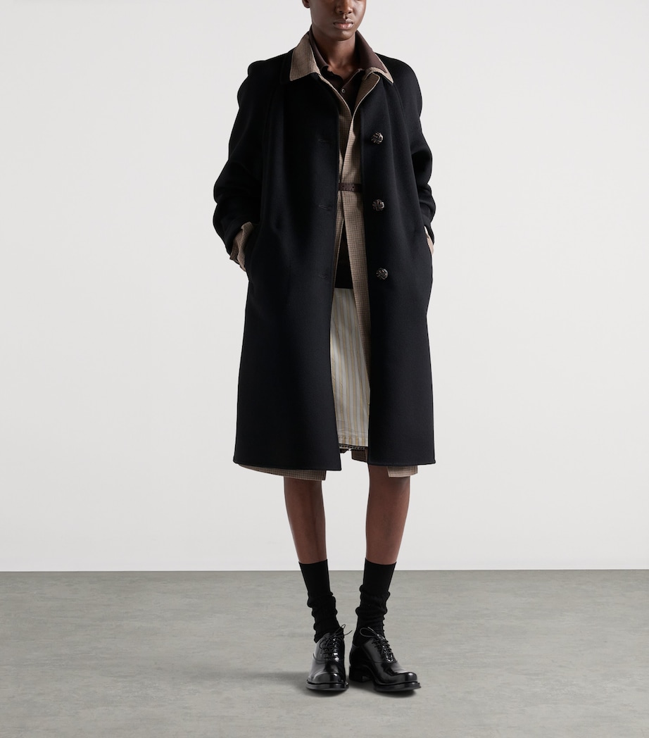 Prada Womens Wool-Cashmere Single-Breasted Coat Black Image 2