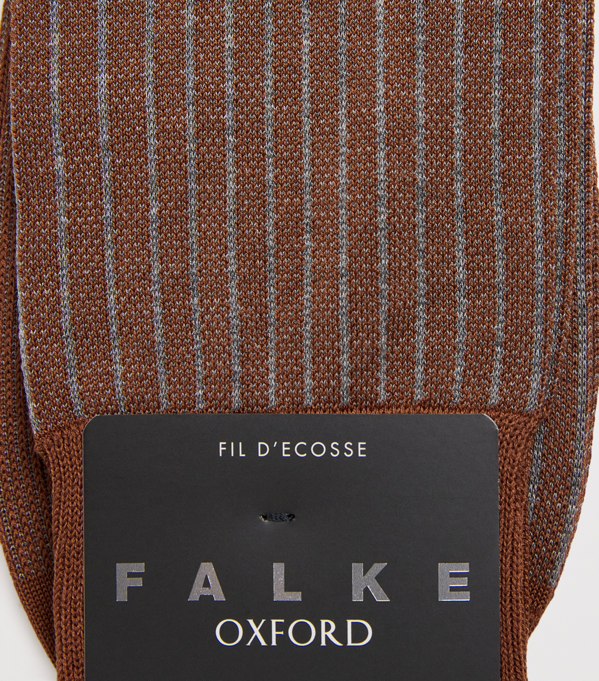 Cotton-Blend Oxford Stripe Socks 5035 TERRACOTTA Image 2