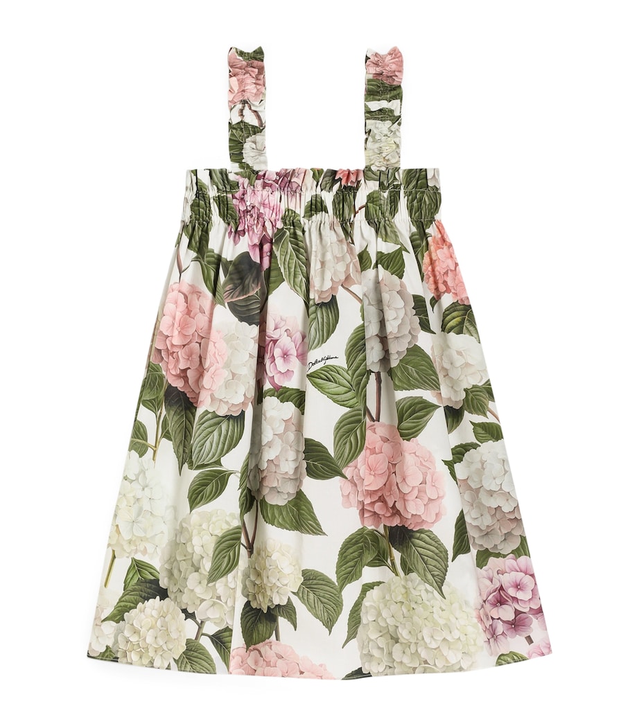 Dolce&Gabbana Kids Cotton Hydrangea Print Dress (8-12+ Years) Ortensie Fdo B Image 1