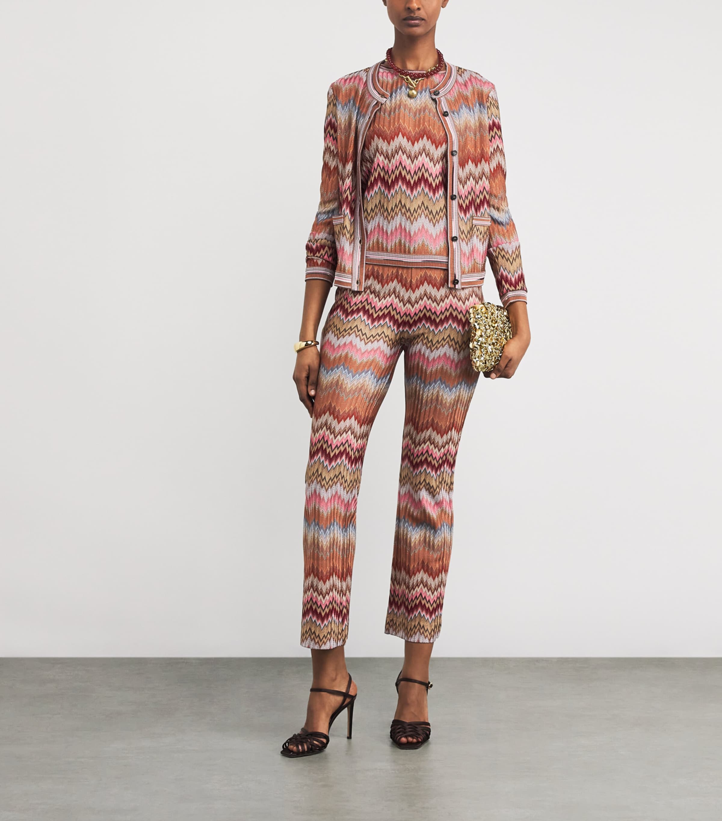 Snake Chevron Cardigan SM9Y1 PINK/RUST TONE Image 2