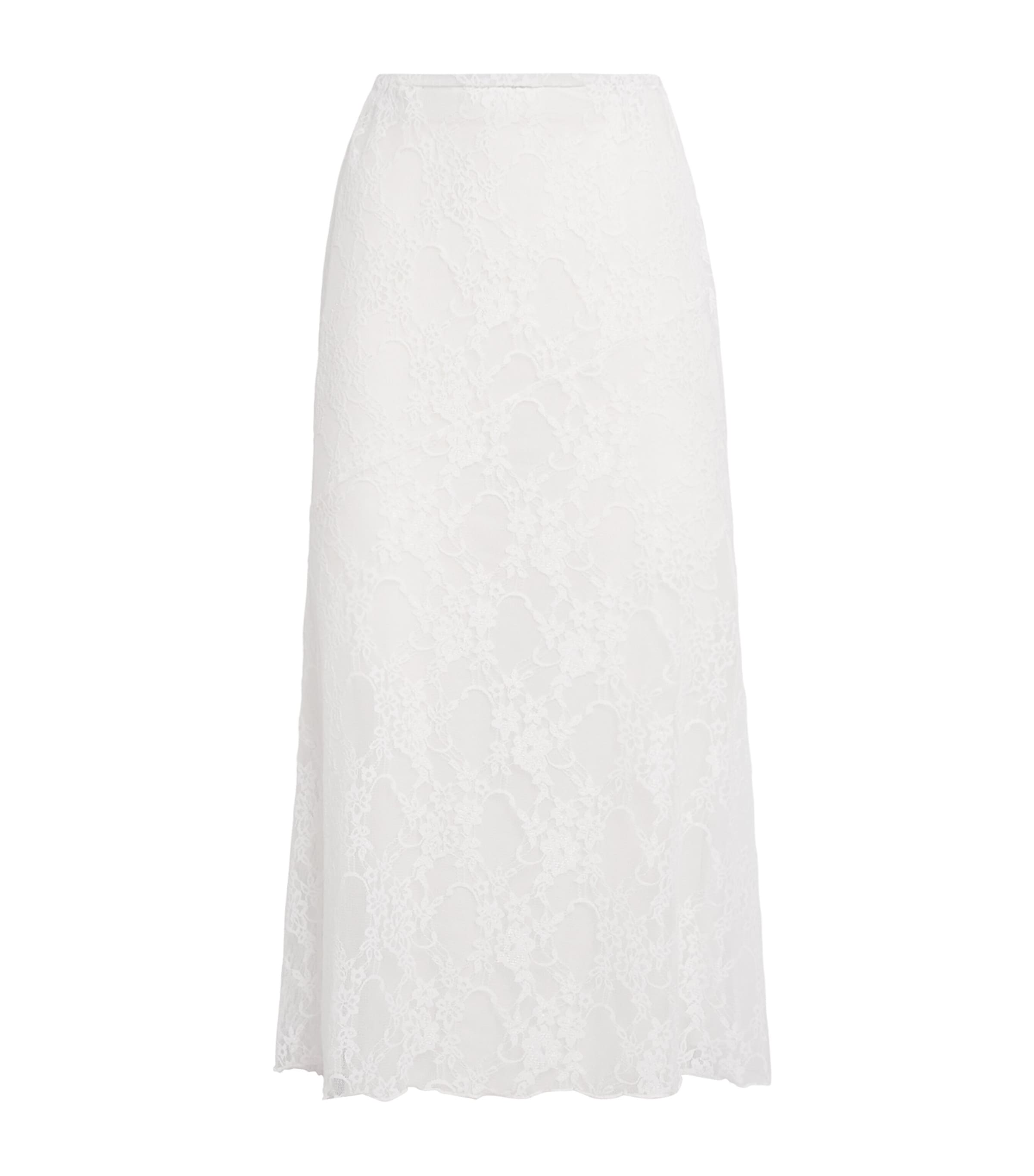 Nadine Mos Lace Midi Slip Skirt In White