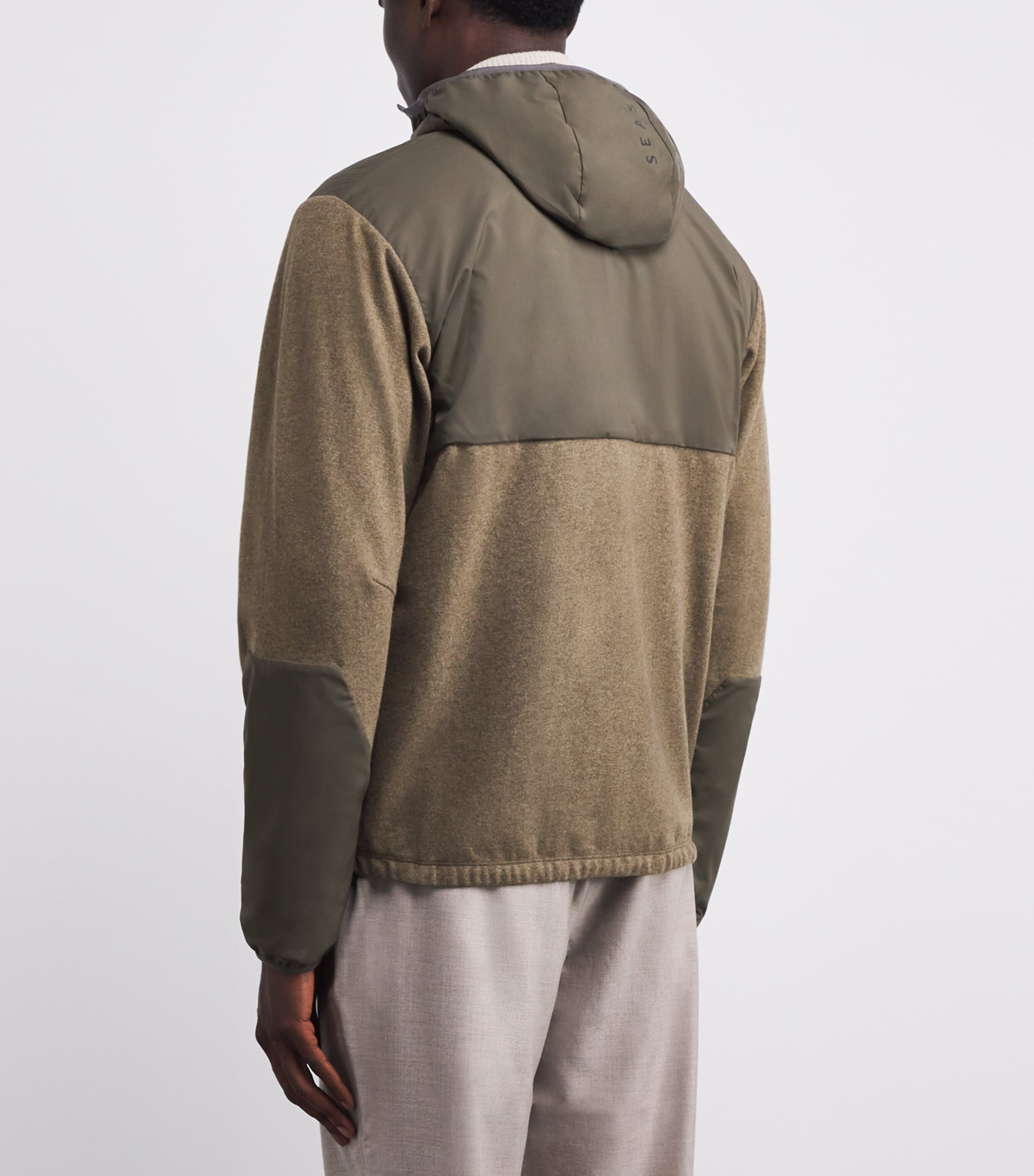 Sease Mens Wool-Cashmere Zipped Hoodie Bronze Olive Image 4
