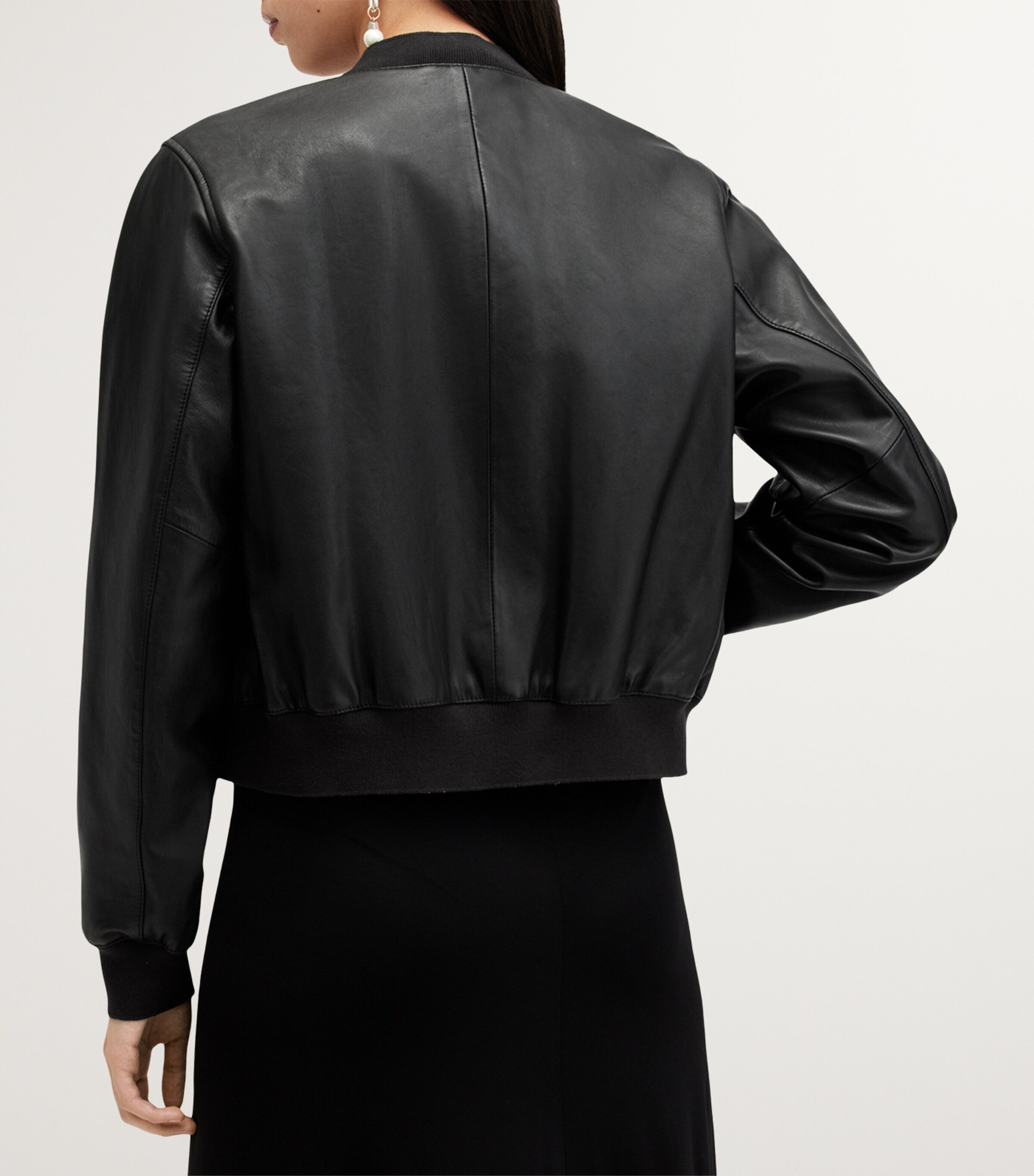 Leather Orten Bomber Jacket BLACK Image 12