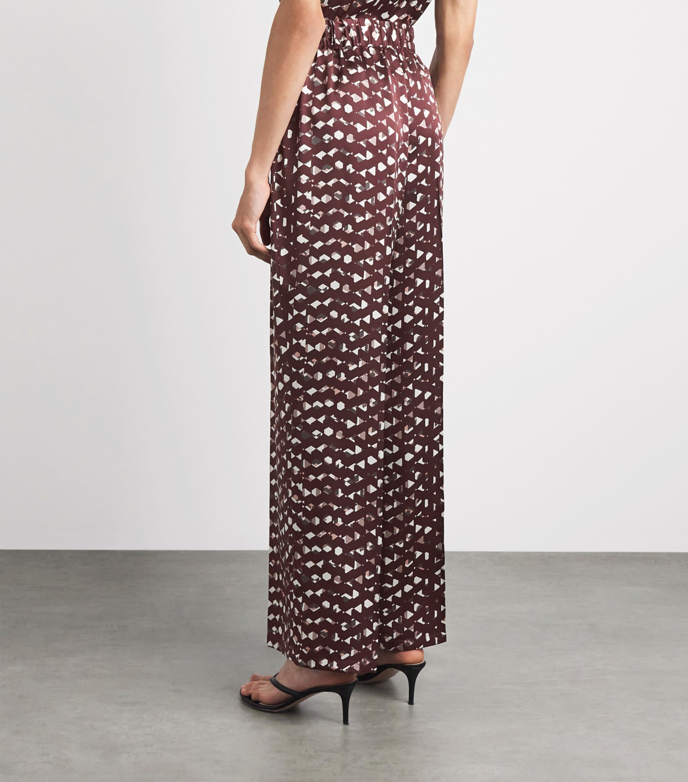 Kiton Womens Silk Printed Trousers Bordeaux Print Image 5