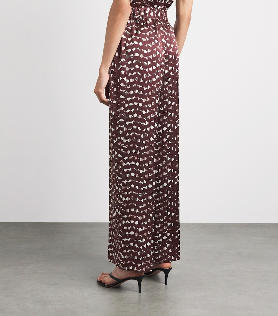 Kiton Womens Silk Printed Trousers Bordeaux Print Image 5