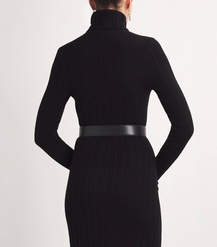 Leather Clover Buckle Belt BLACK Image 4