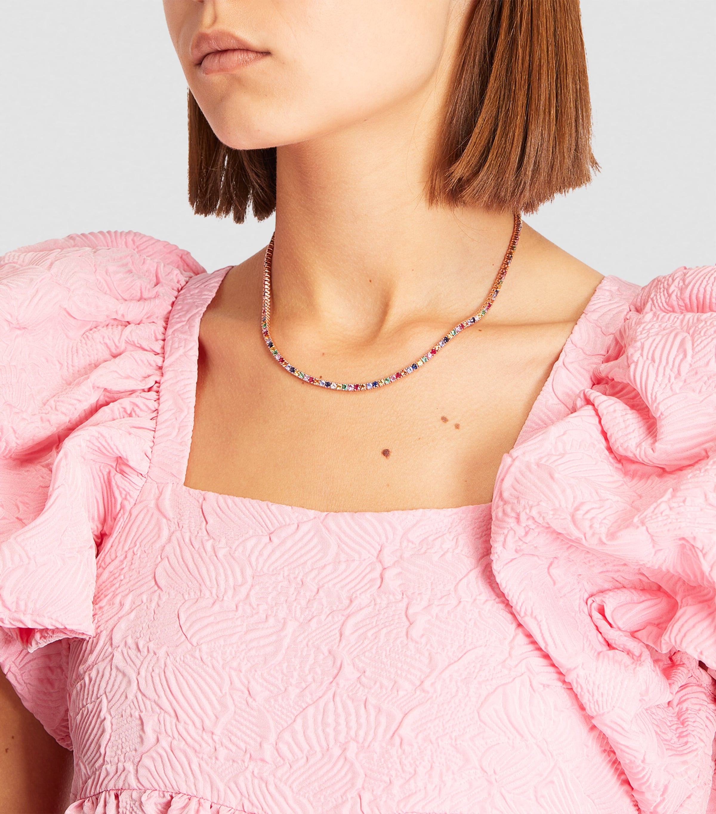 Rose Gold, Diamond and Rainbow Sapphire Hepburn Necklace ROSE GOLD Image 4