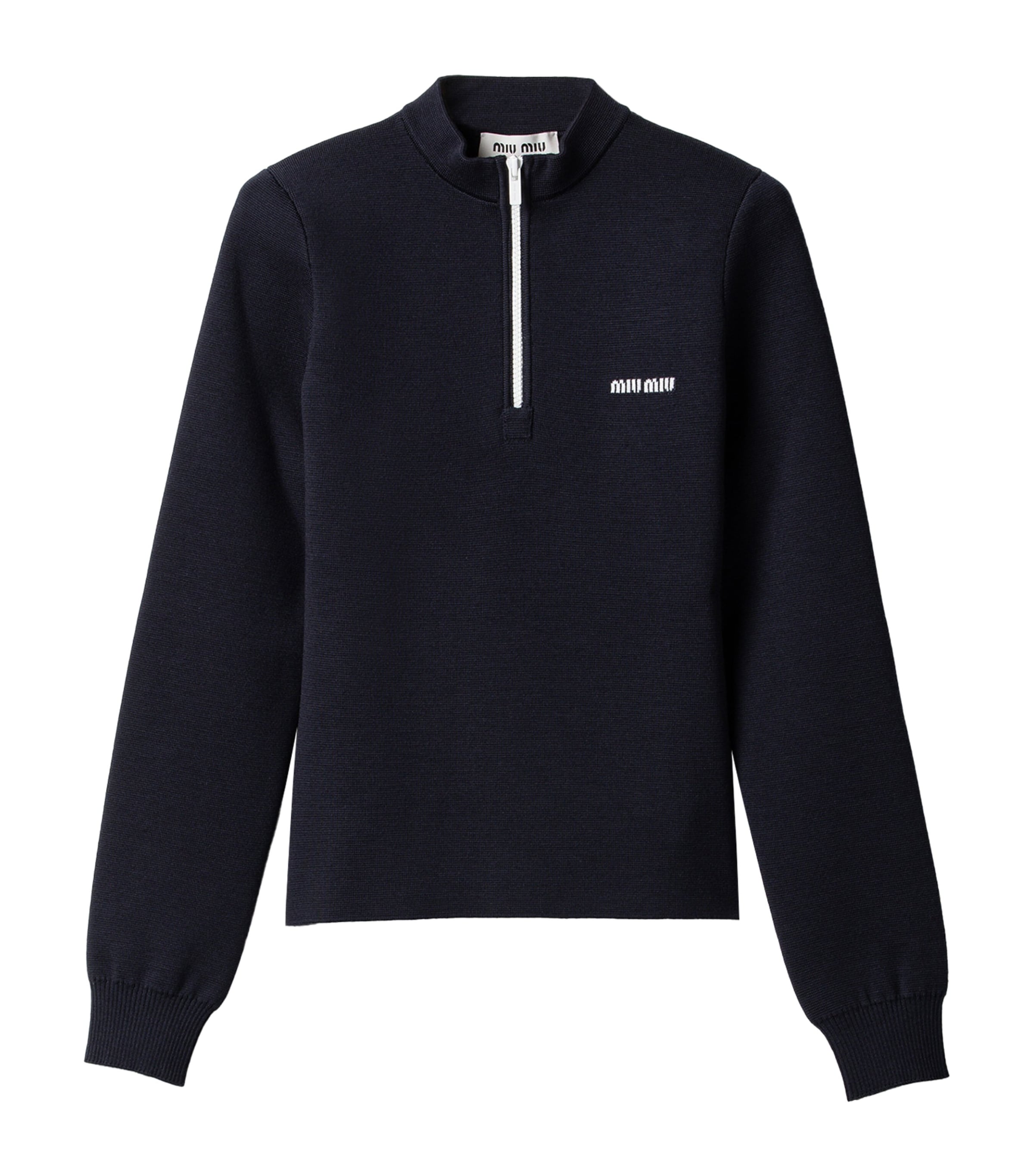 Miu Miu Womens Wool Half-Zip Sweatshirt Image 1