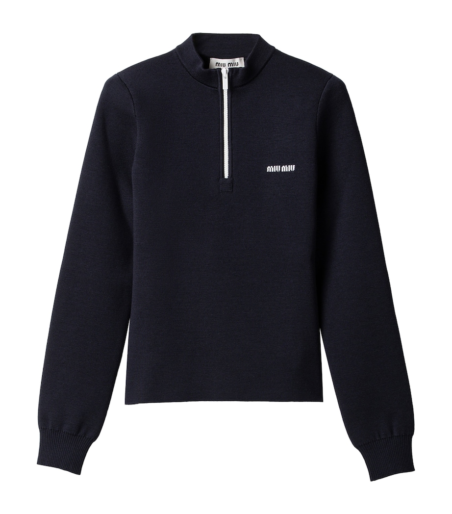 Miu Miu Womens Wool Half-Zip Sweatshirt Image 1