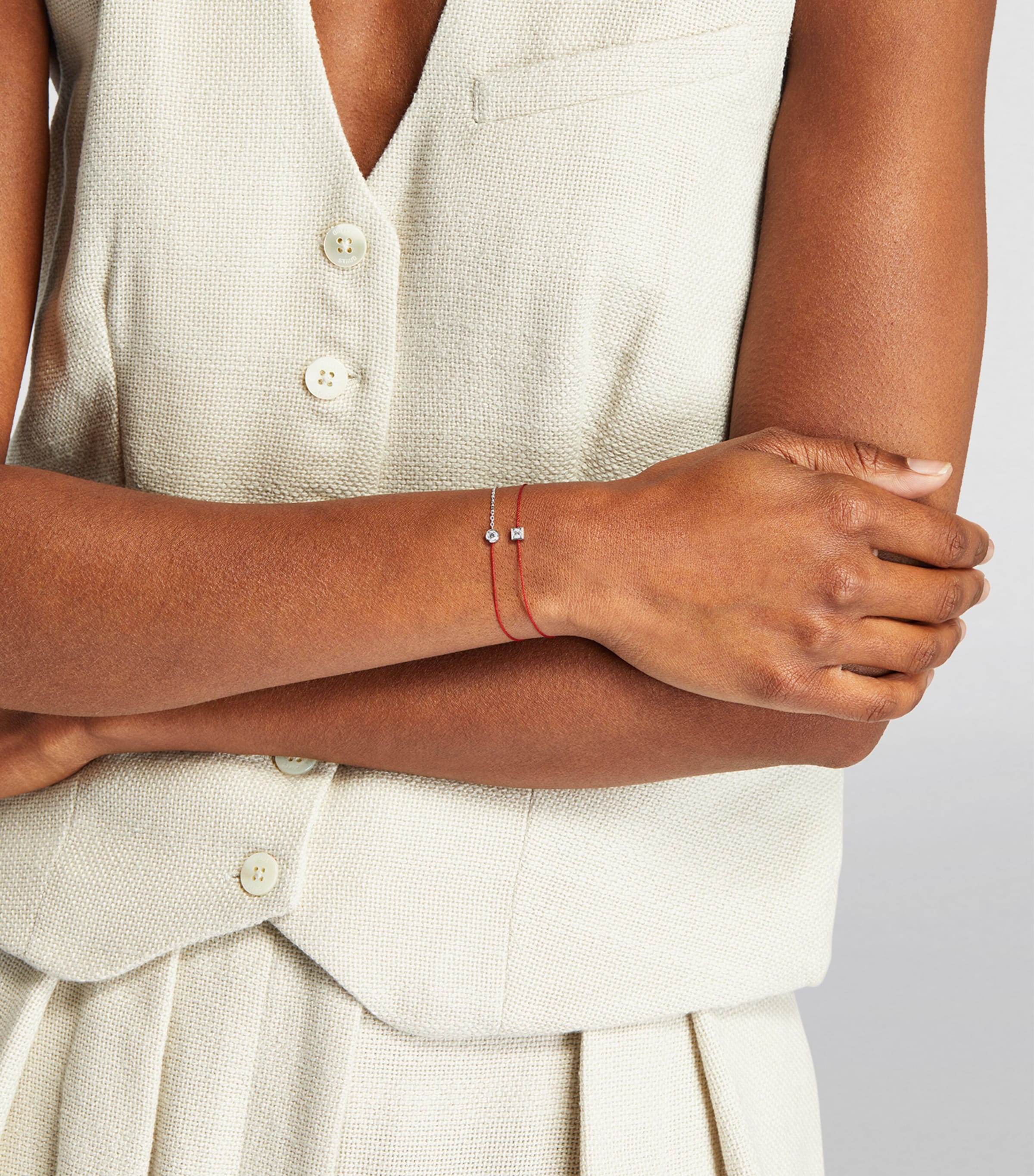 White Gold and Diamond So Pure Bracelet WG RED THREAD Image 3