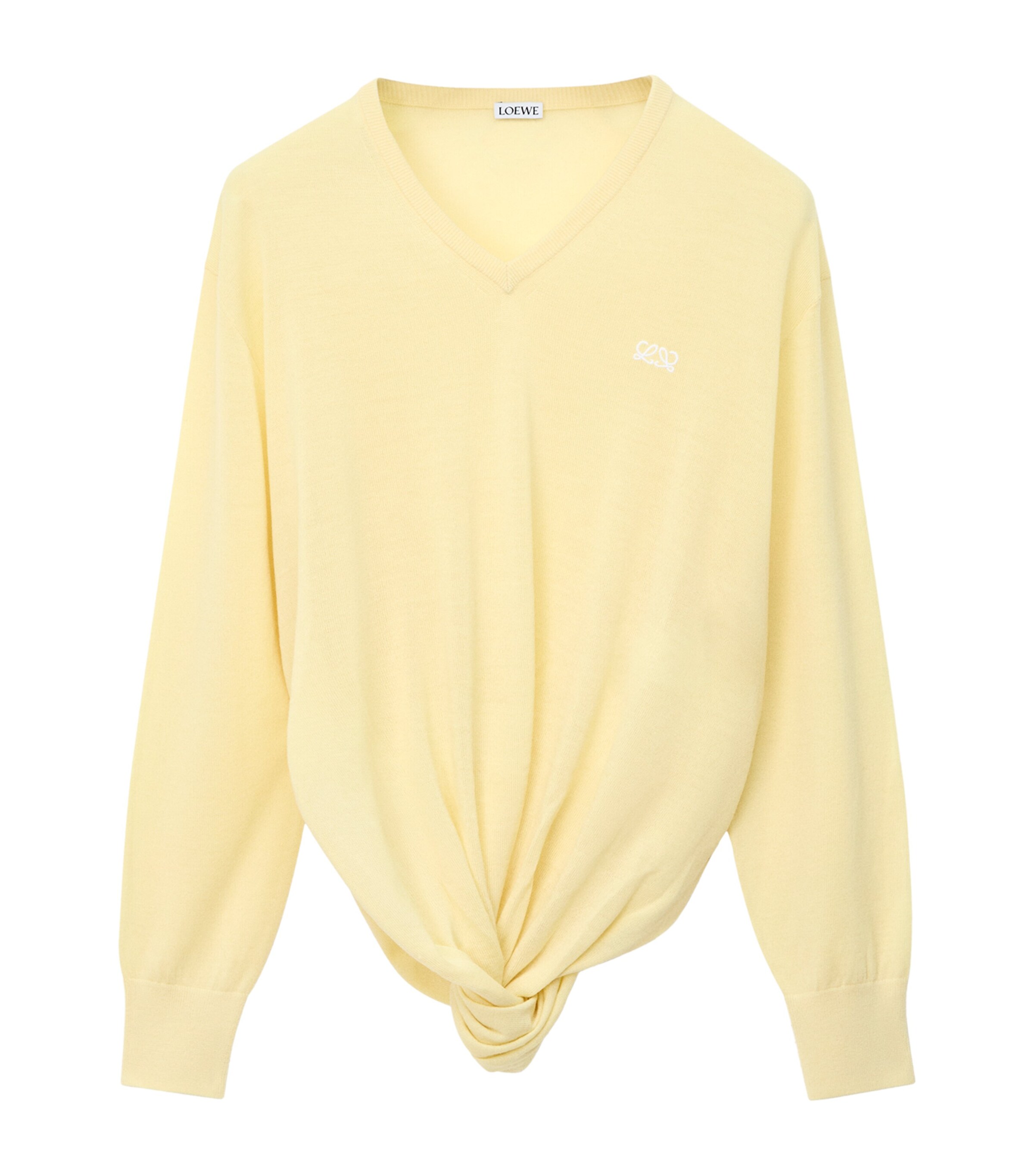 LOEWE Womens Wool-Blend V-Neck Sweater Light Yellow Image 1