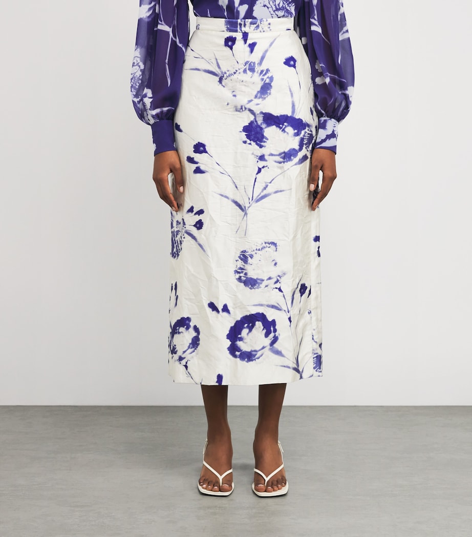 Satin Floral Midi Skirt CRNTN CYNTYPE WHITE Image 3