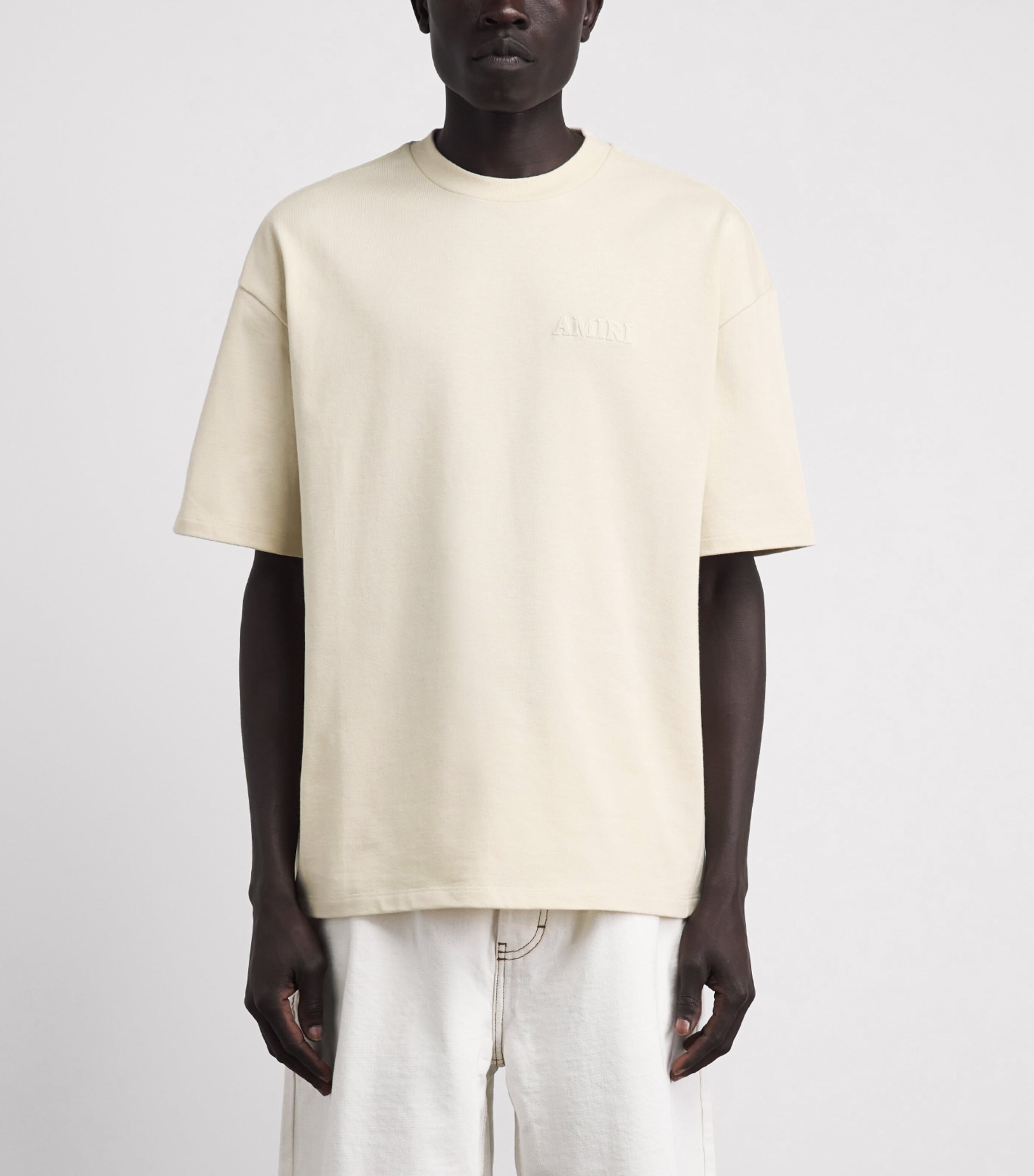 AMIRI Mens Cotton Embroidered Logo T-Shirt Birch Image 4