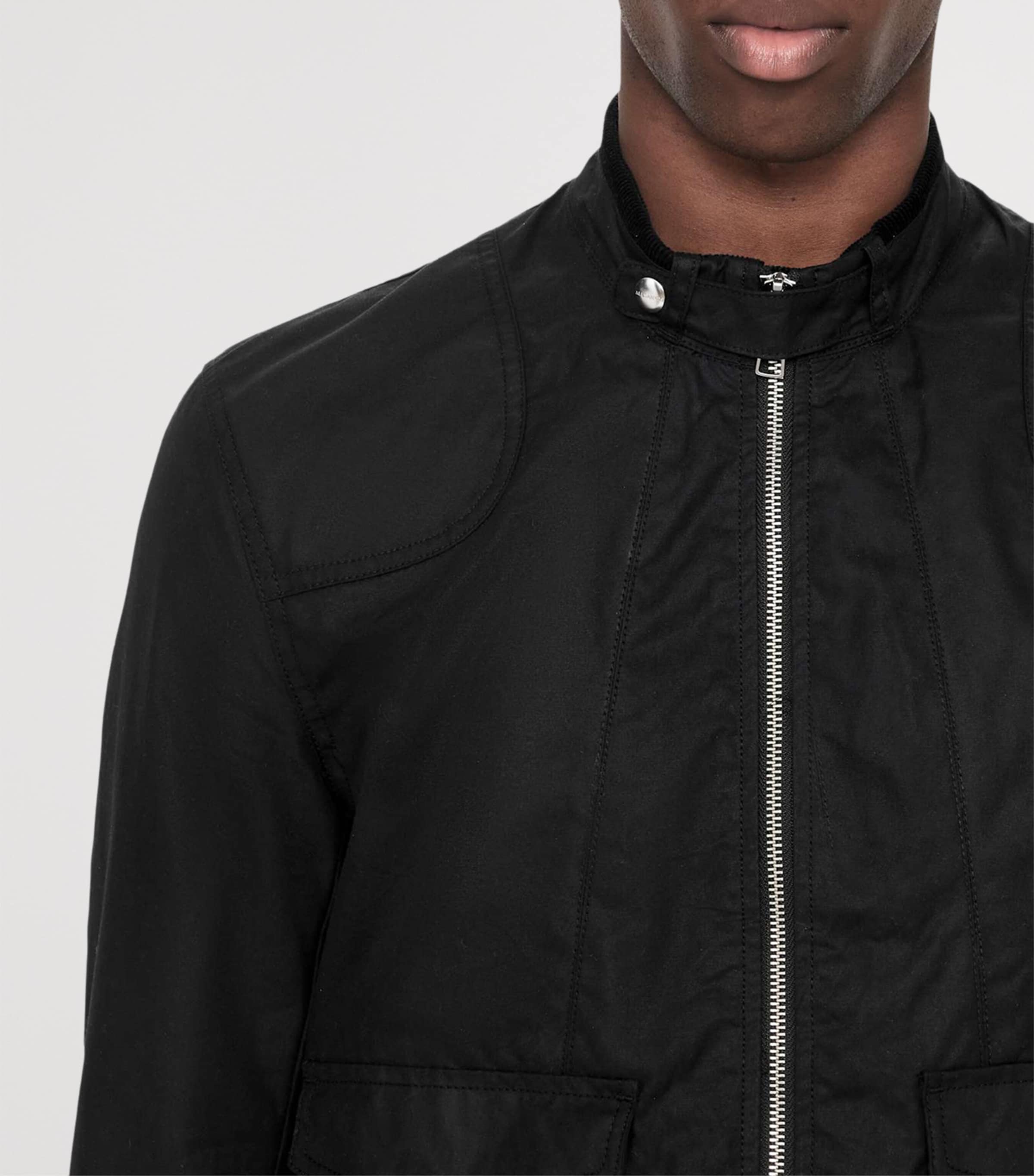AllSaints Mens Waxed Cotton Kirk Jacket Washed Black Image 4