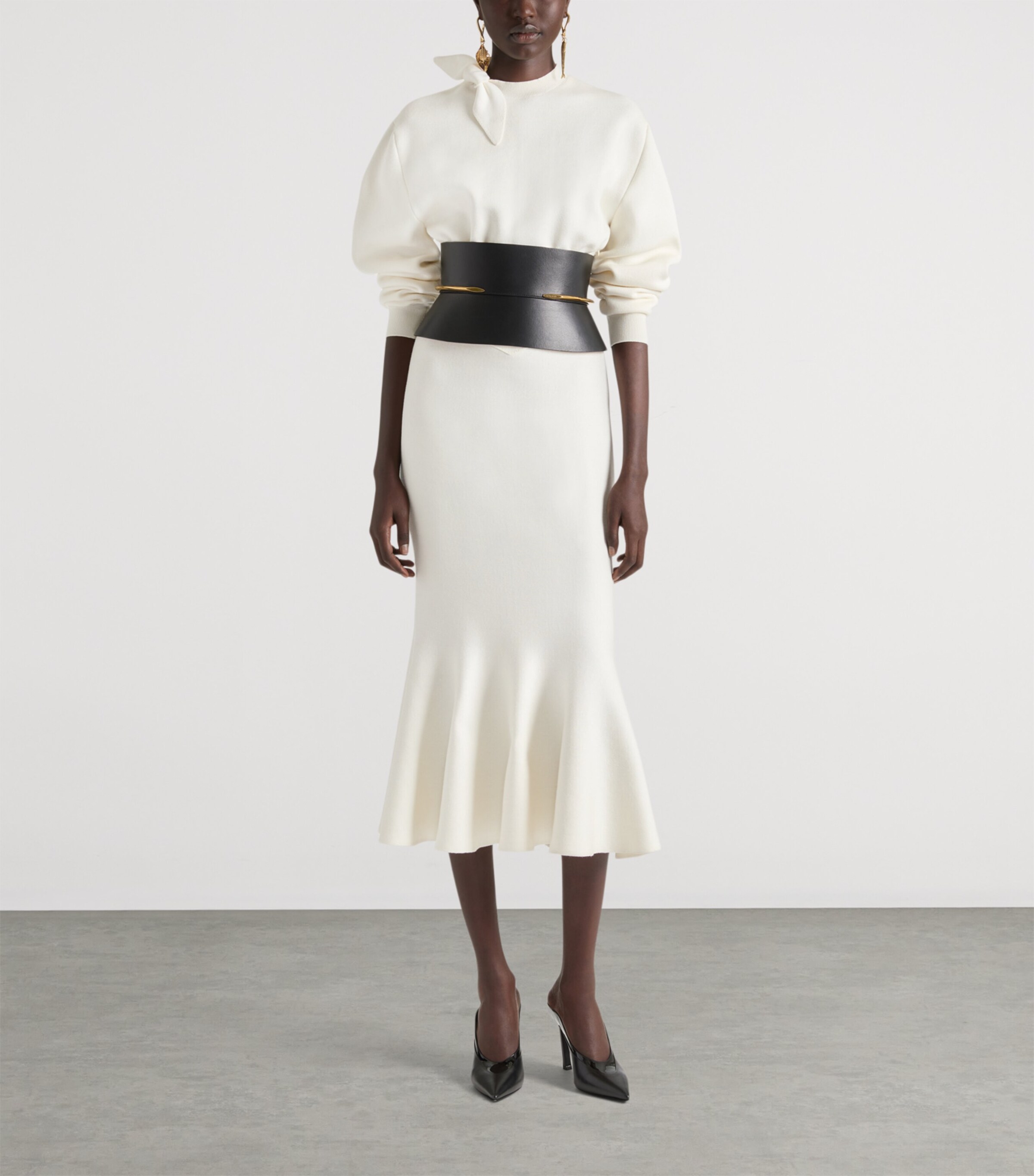 Wool-Cotton Midi Dress IVORY Image 2