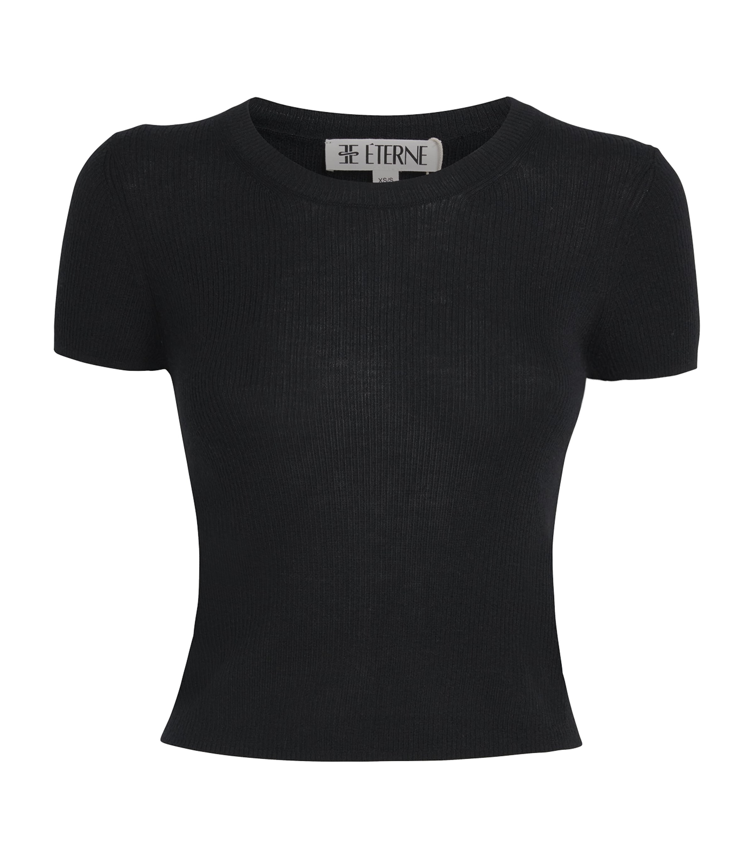Éterne Cashmere Rib Stitch Baby T-shirt In Black