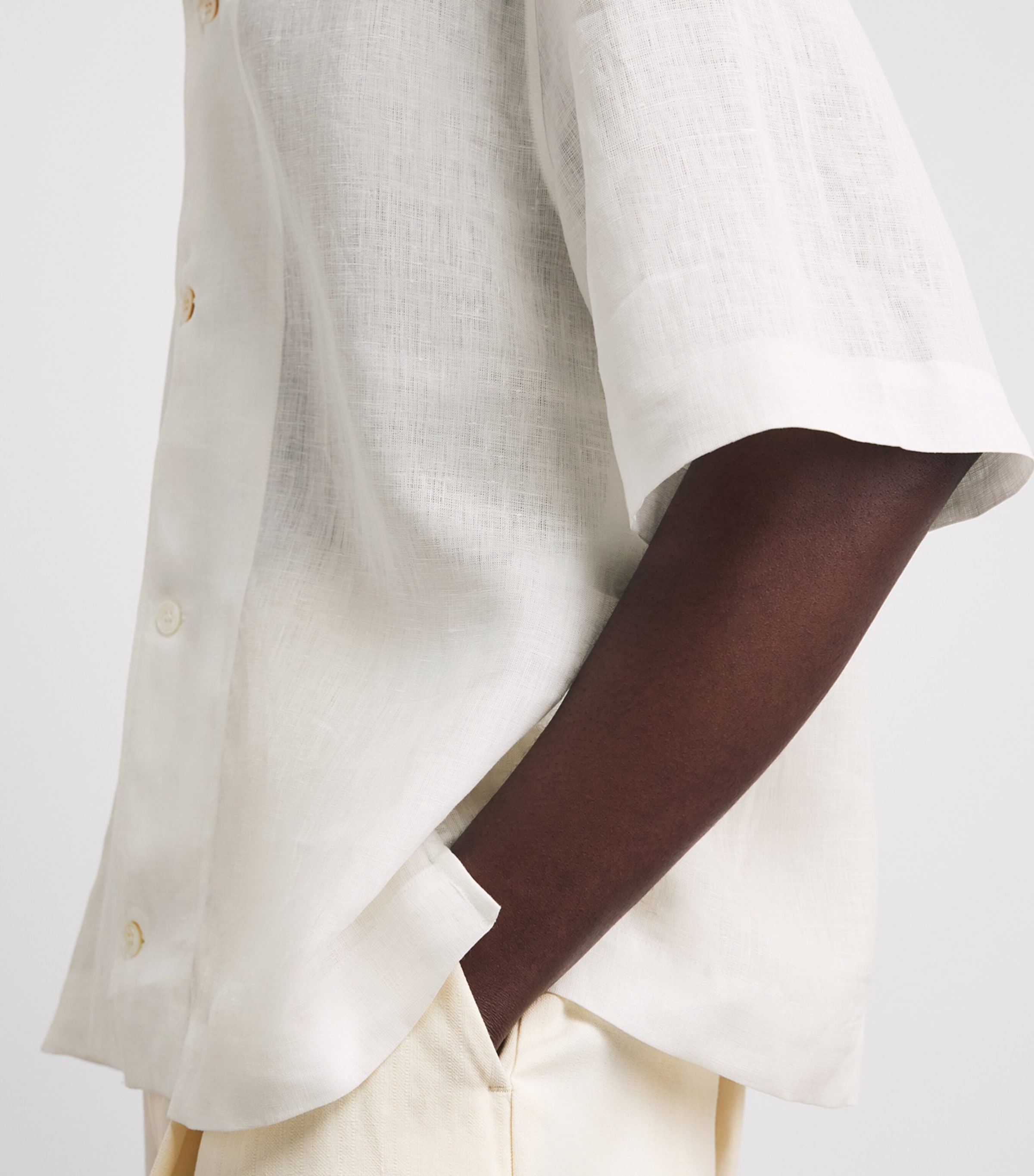 Studio Nicholson Mens Linen Relaxed Shirt Milk Image 3