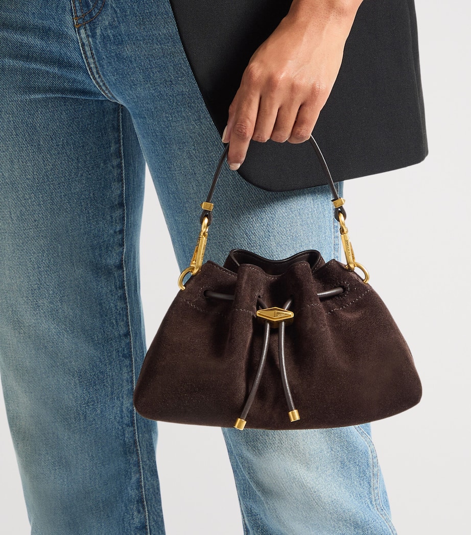 Jimmy Choo Small Suede Cinch Shoulder Bag Coffee/gold Image 2